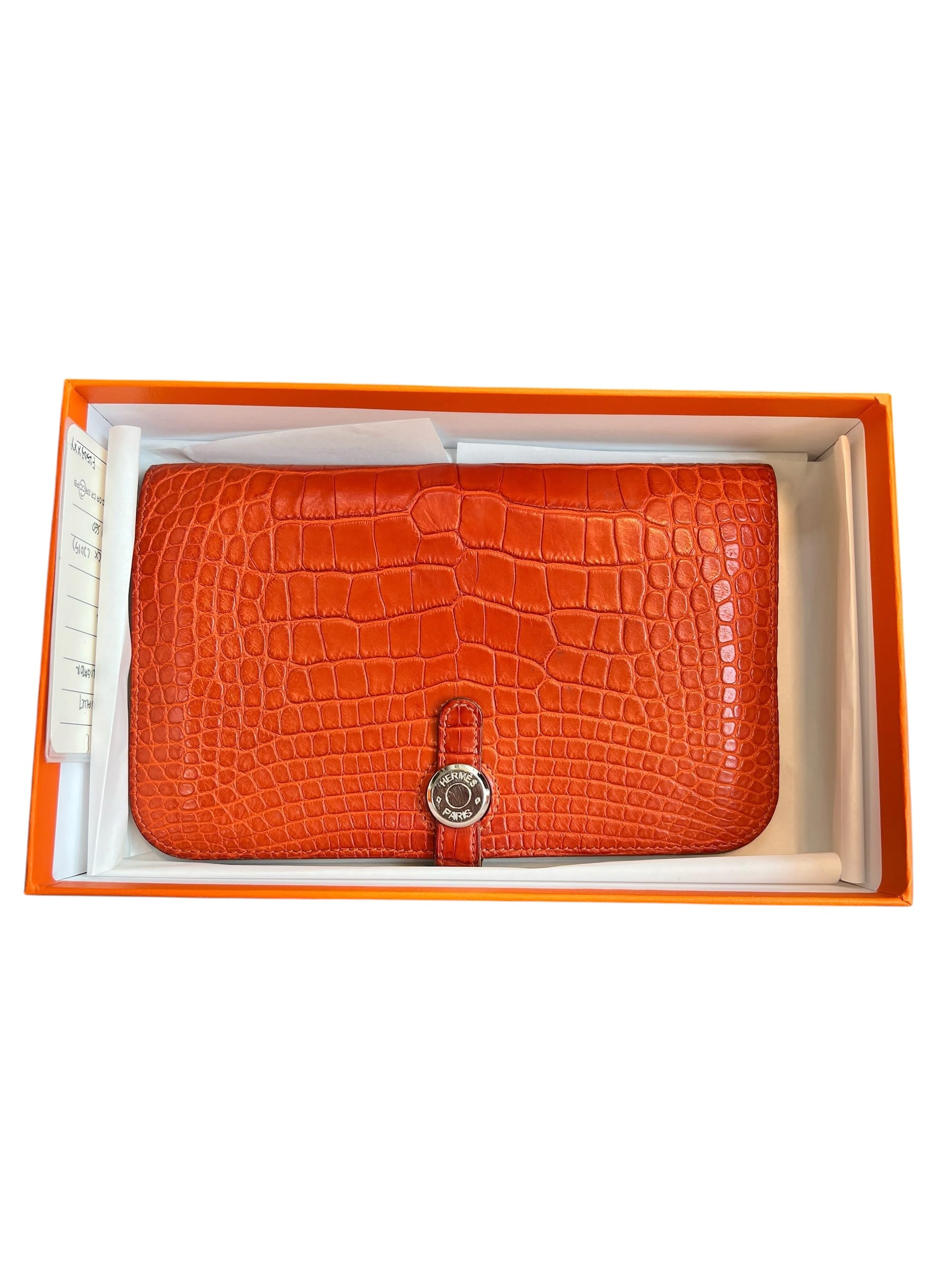 Hermes Dogon Wallet Sanguine Matte Alligator PHW #T SSLG1002
