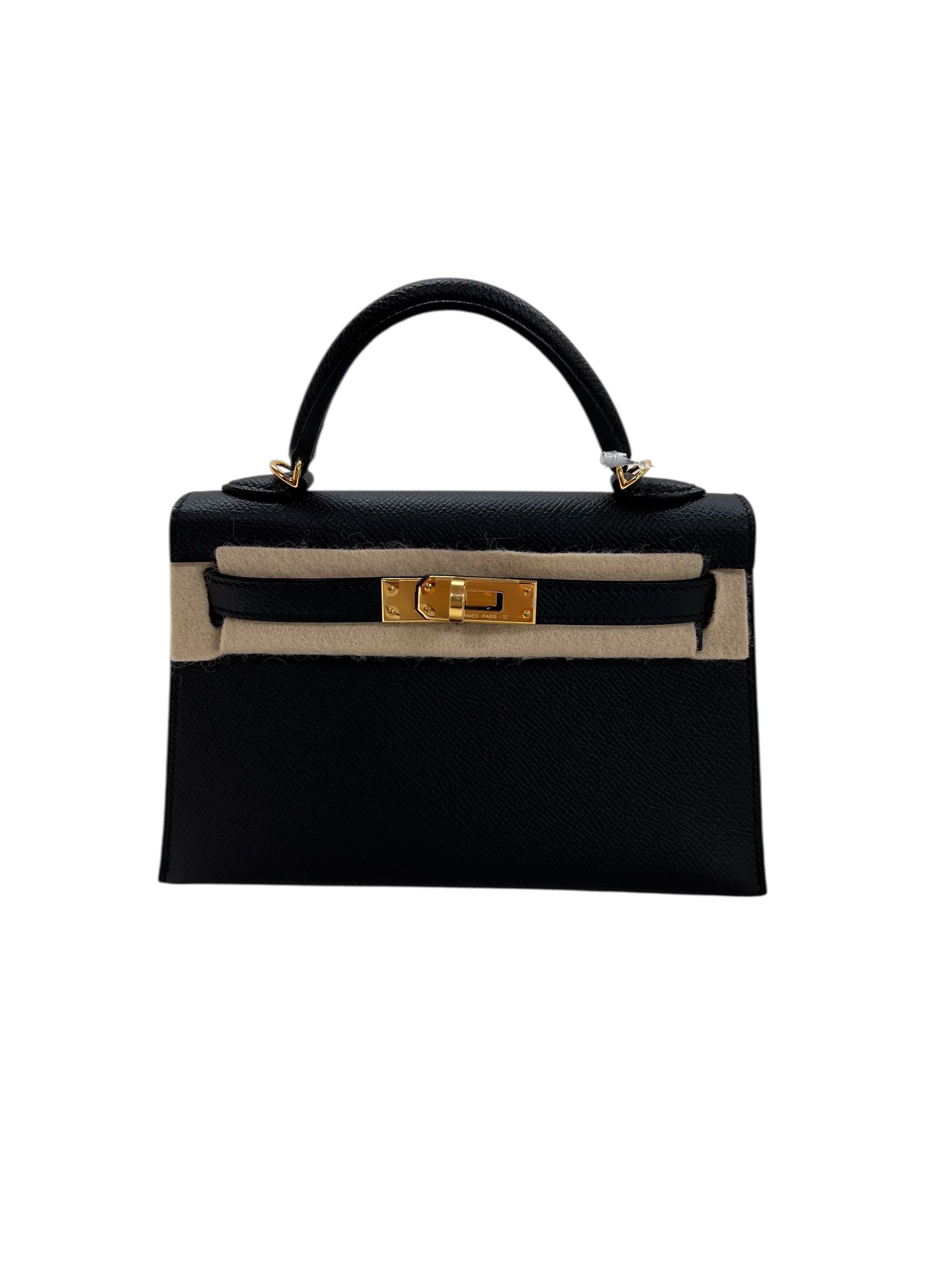 Hermes Kelly 20 Black Epsom GHW #W SKCJB-303183