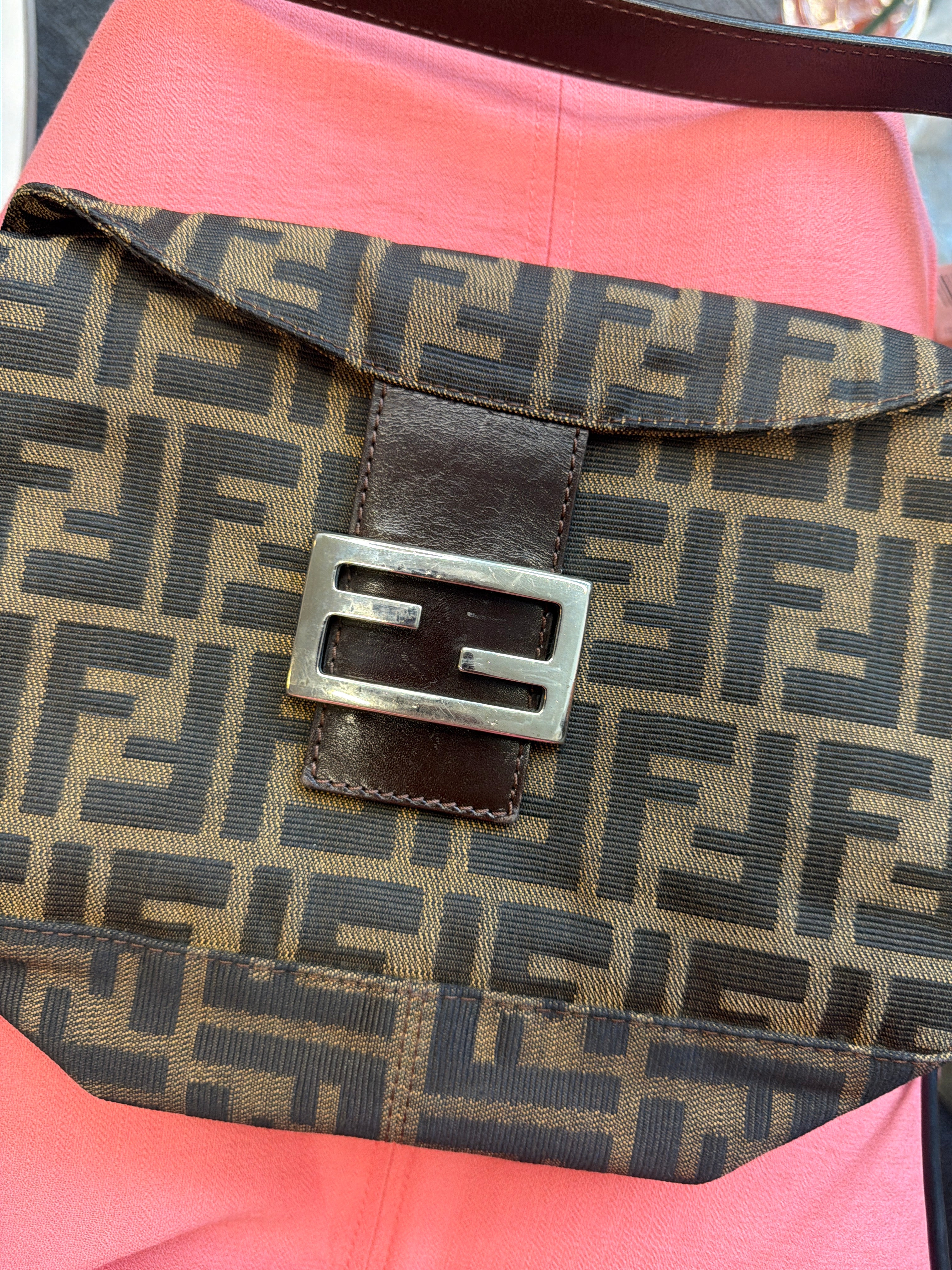 Fendi Baguette Canvas Shoulder Bag
