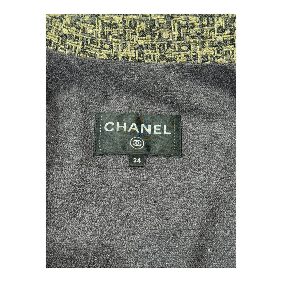 Chanel 16A Tweed Coat Gold/Grey #34