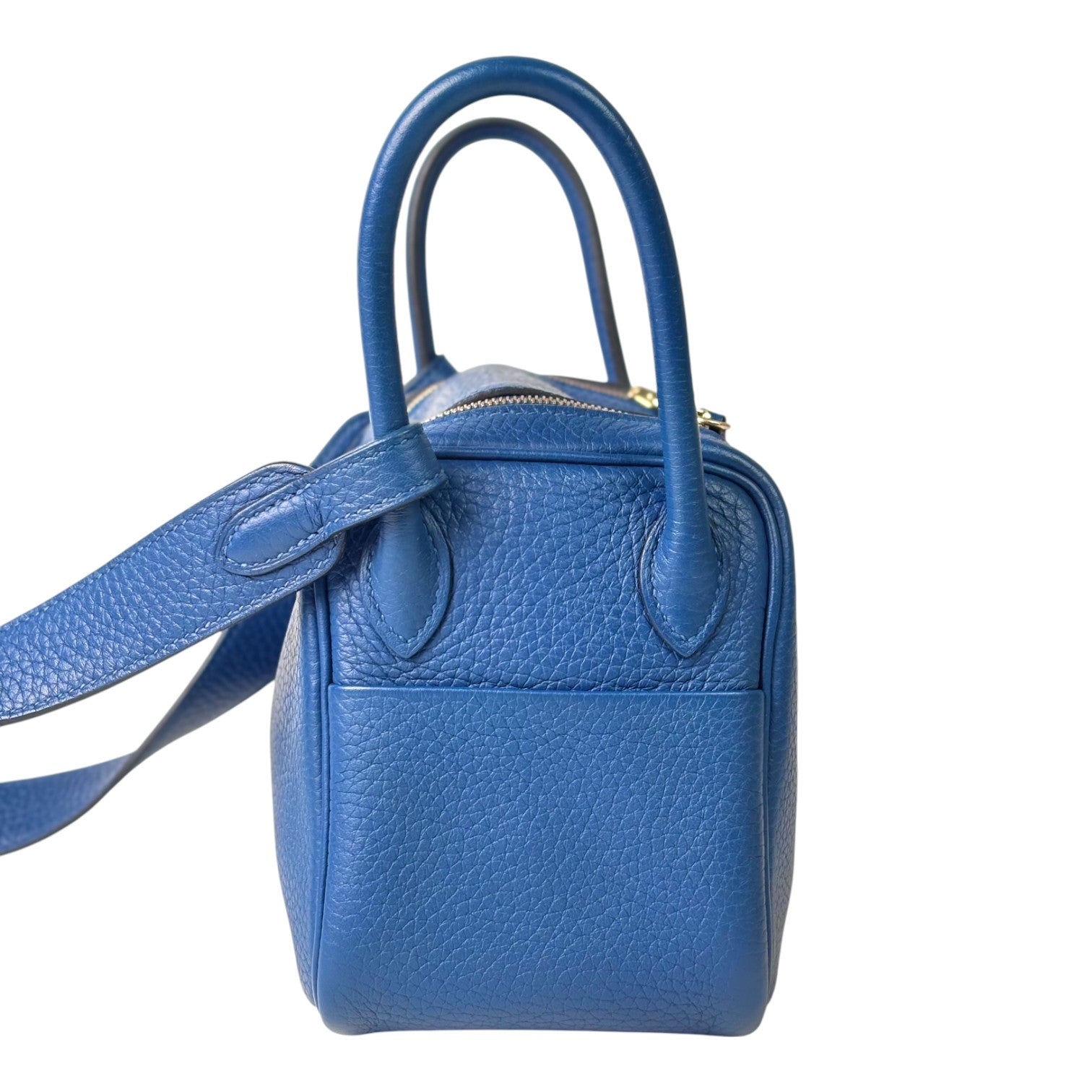Hermes Lindy Mini Blue Bag in Clemence