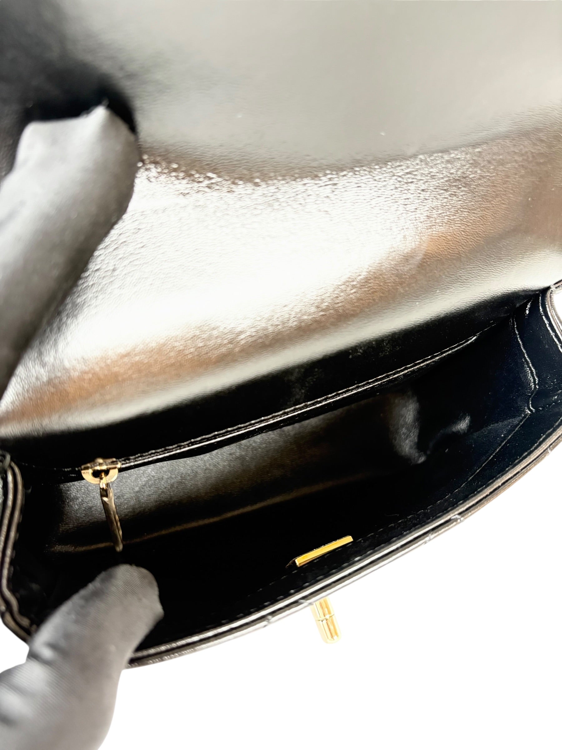 Chanel Classic Flap Mini Bag Black with Top Handle