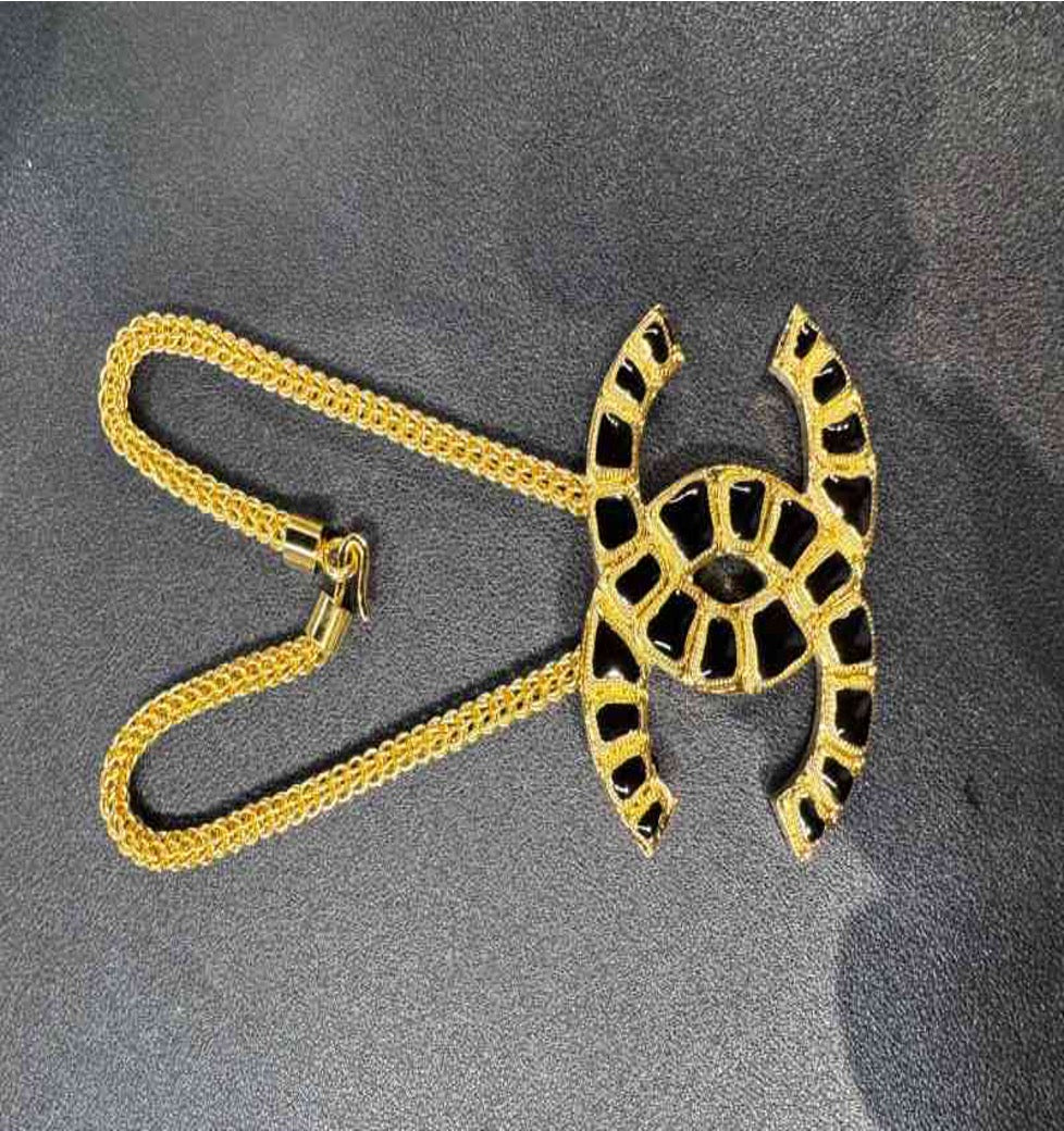 CHANEL 2019 Egyptian Black Double C Necklace NL605003