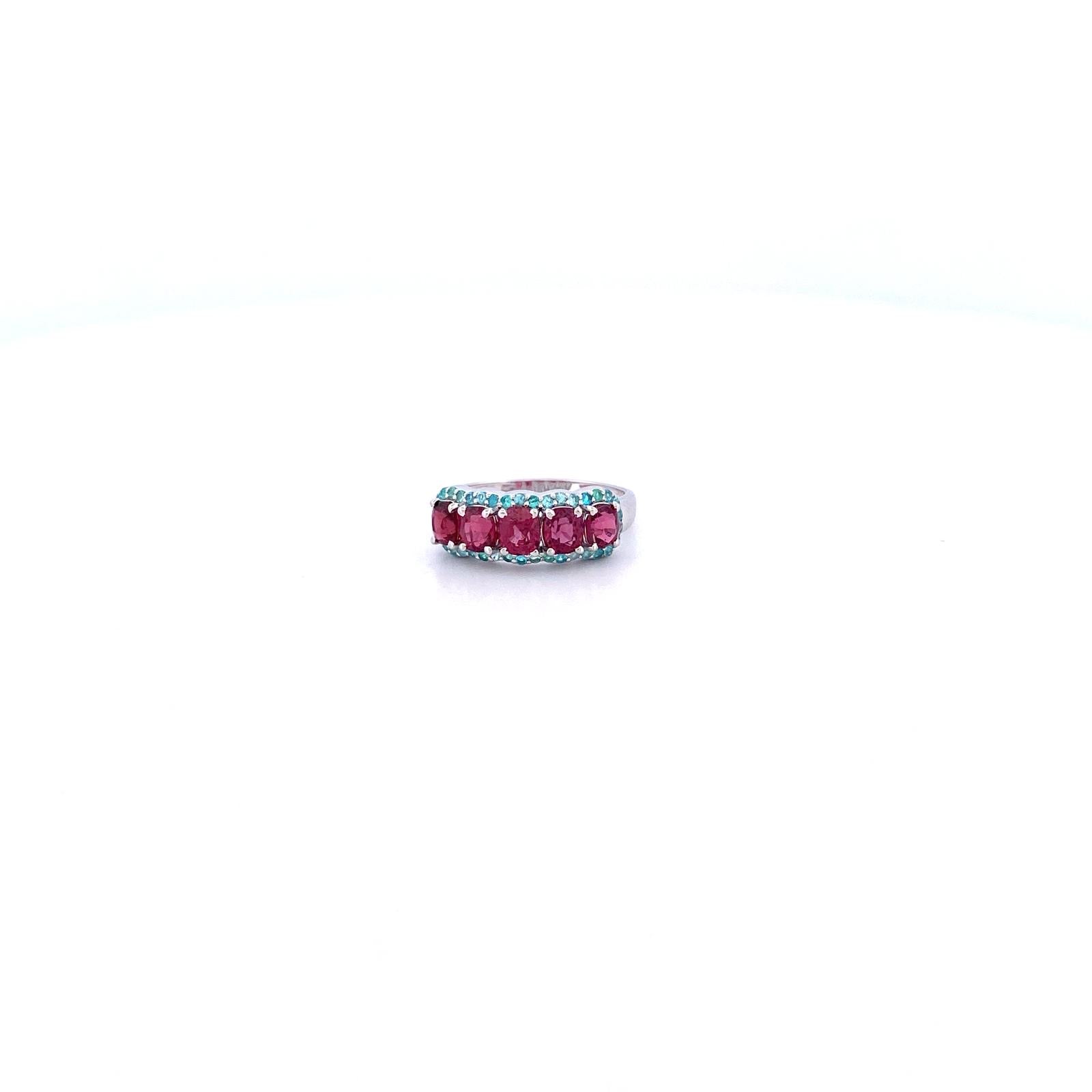 2.62ct Red Spinel and 2.35ct green paraiba Ring in WG US7 DXBCS1482