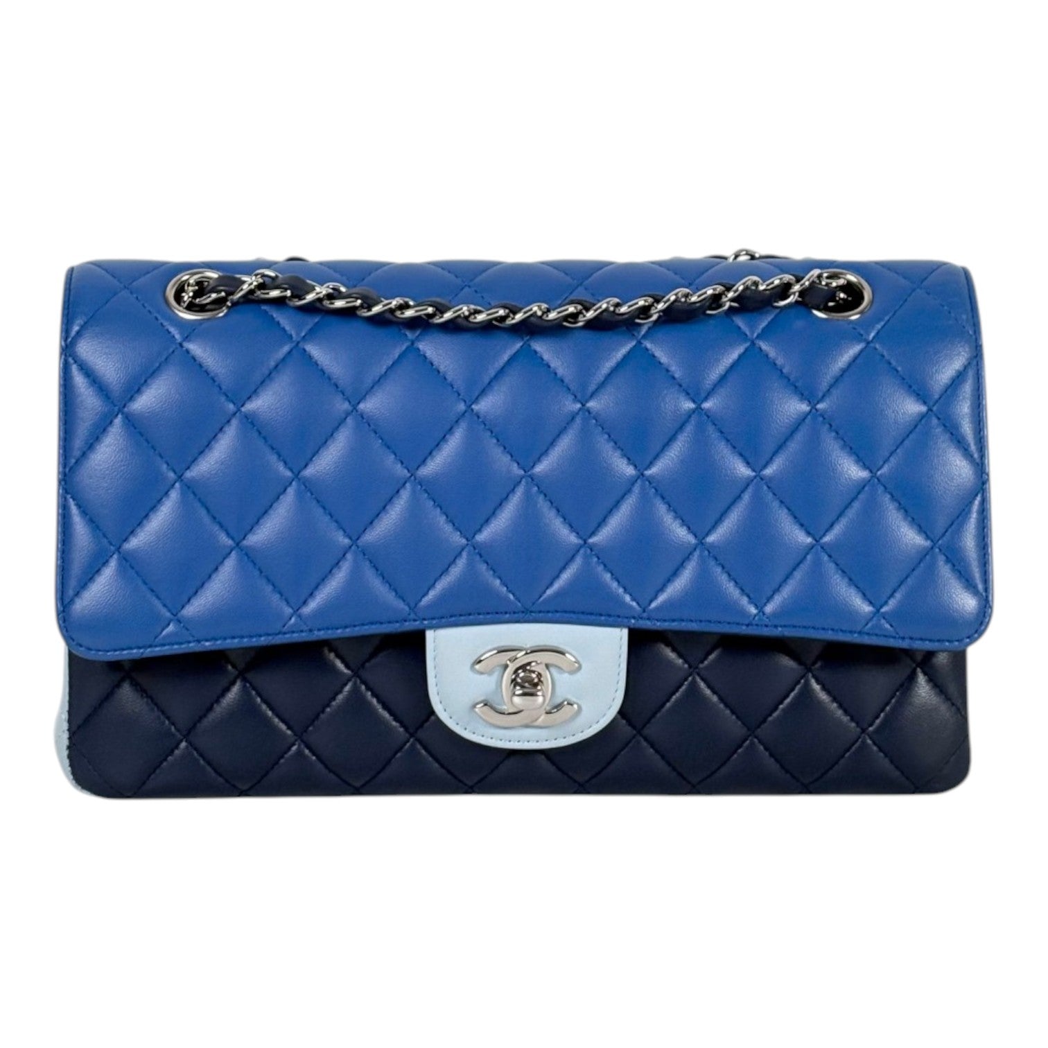Chanel Tri-Blue Classic Flap Medium Bag in Lambskin