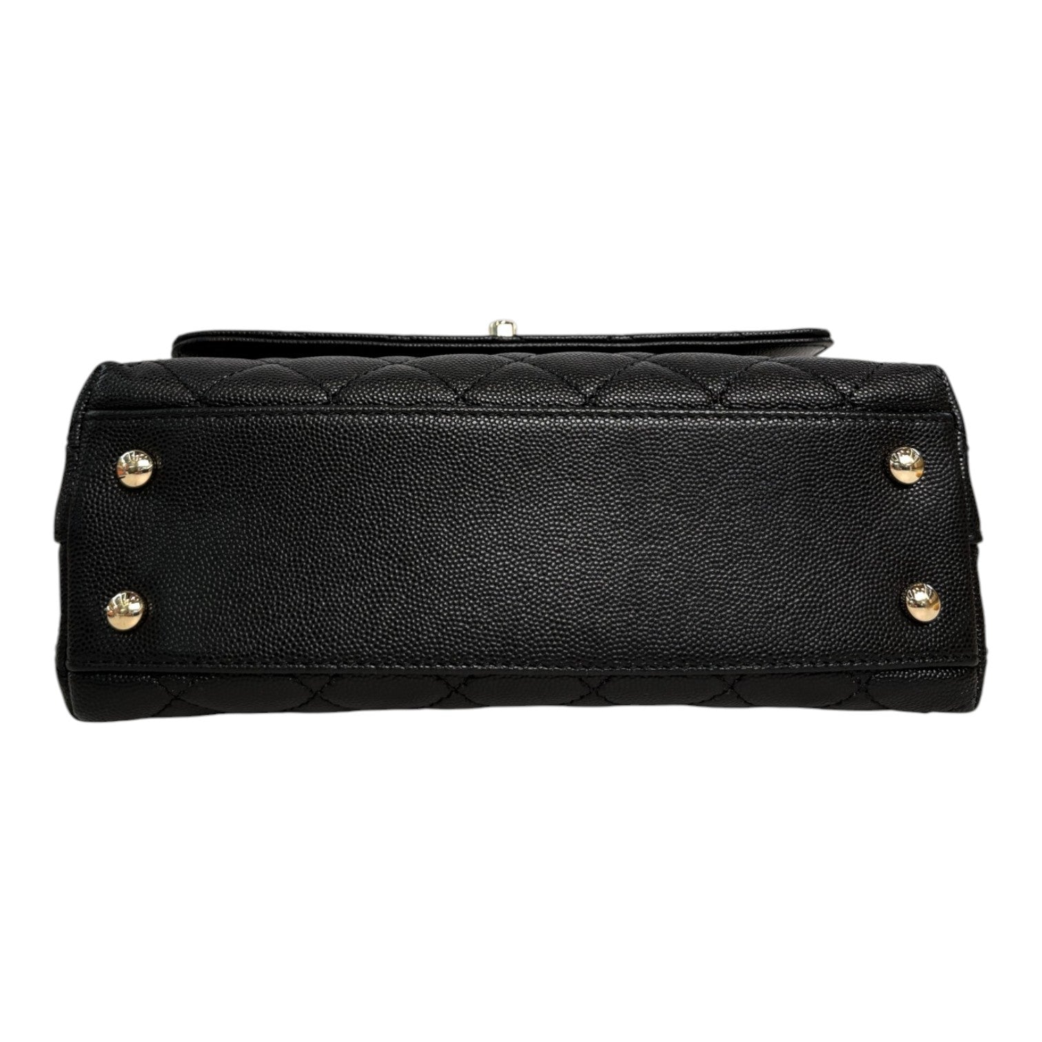 Chanel Black Caviar Coco Handle Small Bag with Chain Handle