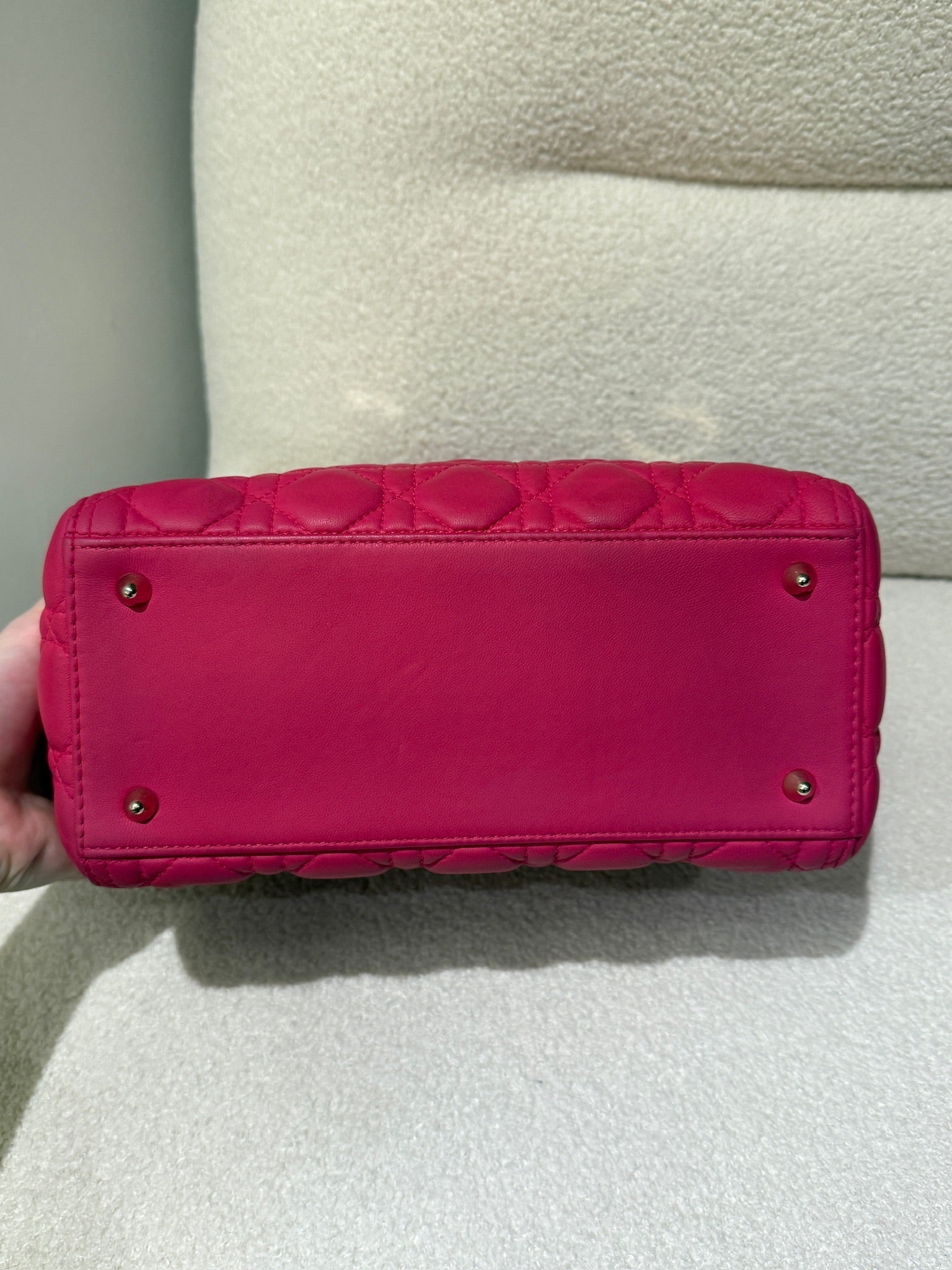 Dior Lady Dior Fuchsia Medium Handbag with Detachable Strap