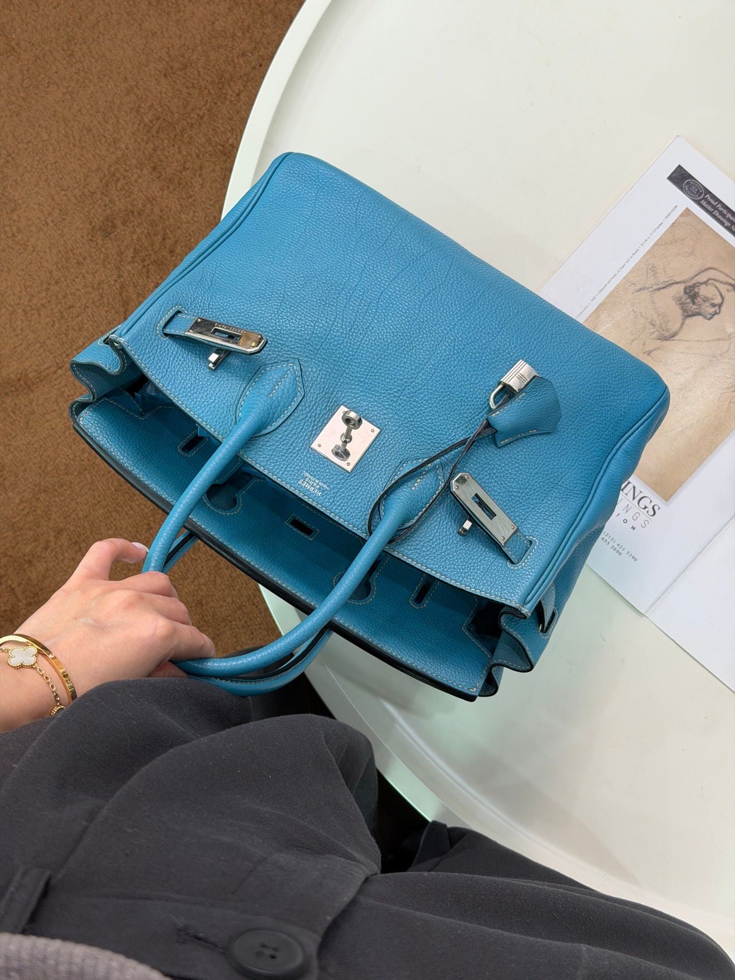 Hermès Birkin 30 Blue Jean PHW Togo Leather Square H Stamp