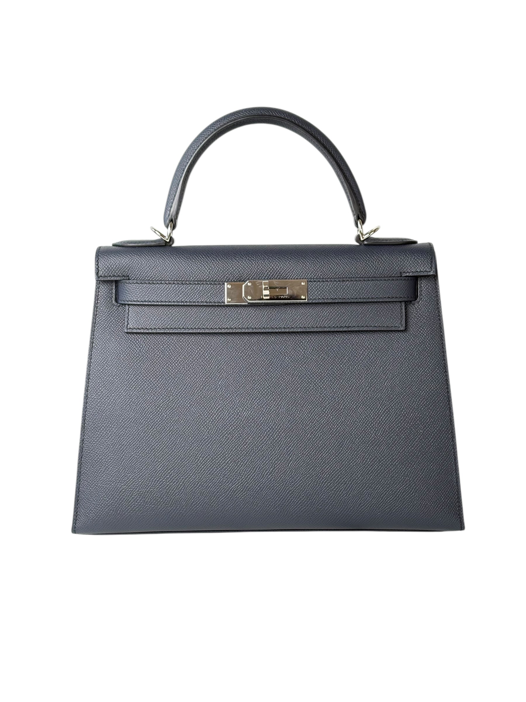 Hermes Kelly 28cm Bag Epsom 76 Blue Indigo - Full Set - Y stamp