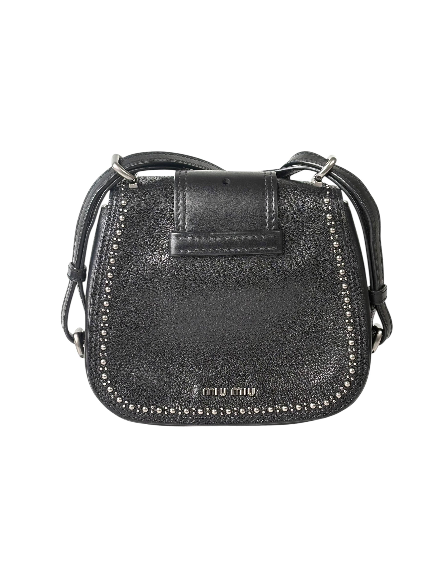 Miu Miu Strap Crystal and Black Calfskin Bag