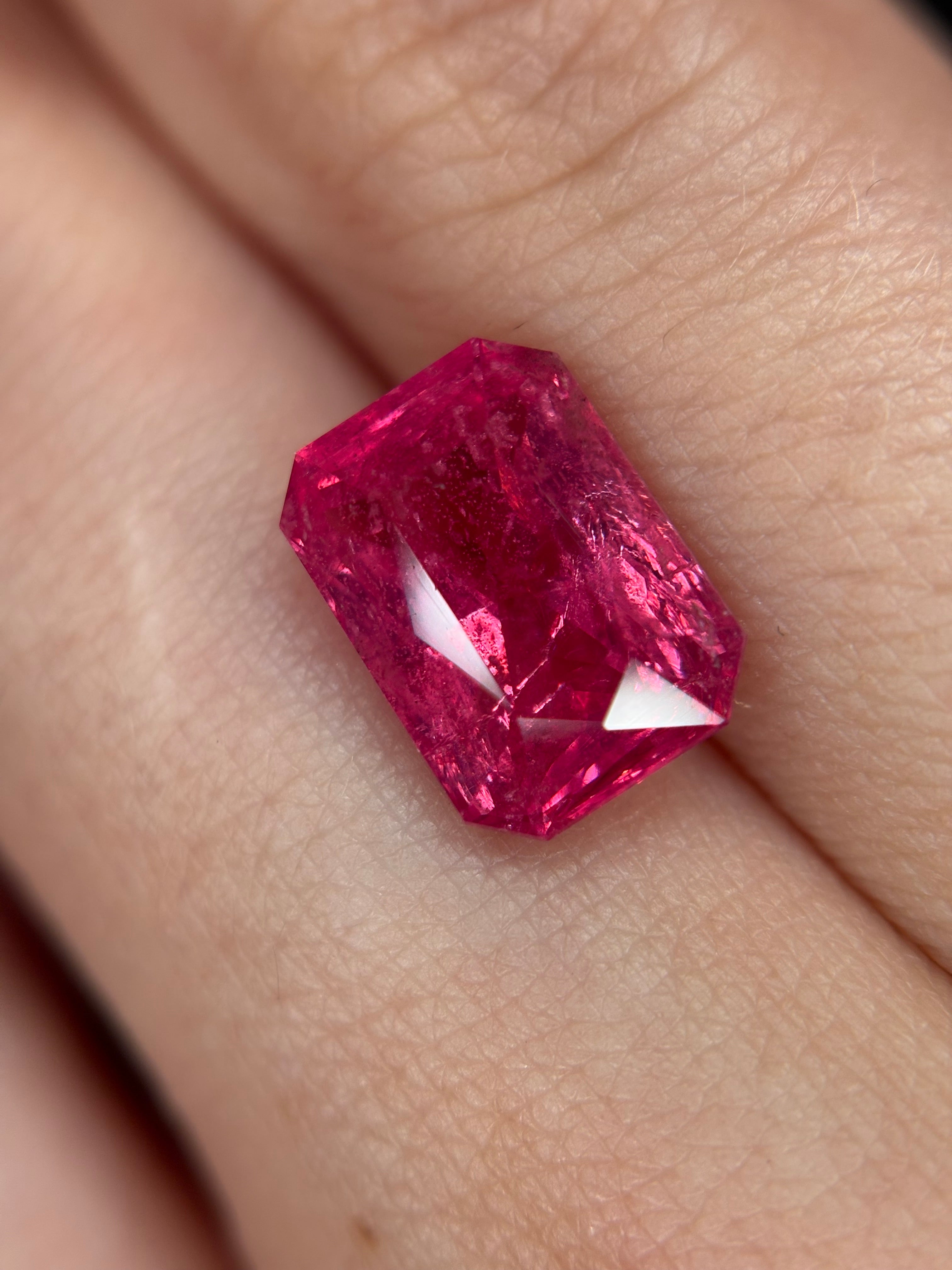 3.41ct Vivid Pink Spinel Mahenge Octagon Scissor DXBCS5746