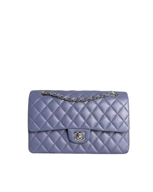 CHANEL CLASSIC FLAP MEDIUM - 25CM QUILTED LAMBSKIN LAVENDER SILVER HARDWARE SERIES 15 SYCMCA111