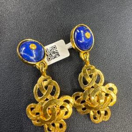 CHANEL 1997 Blue Glass Clip-on Earrings LZ605044
