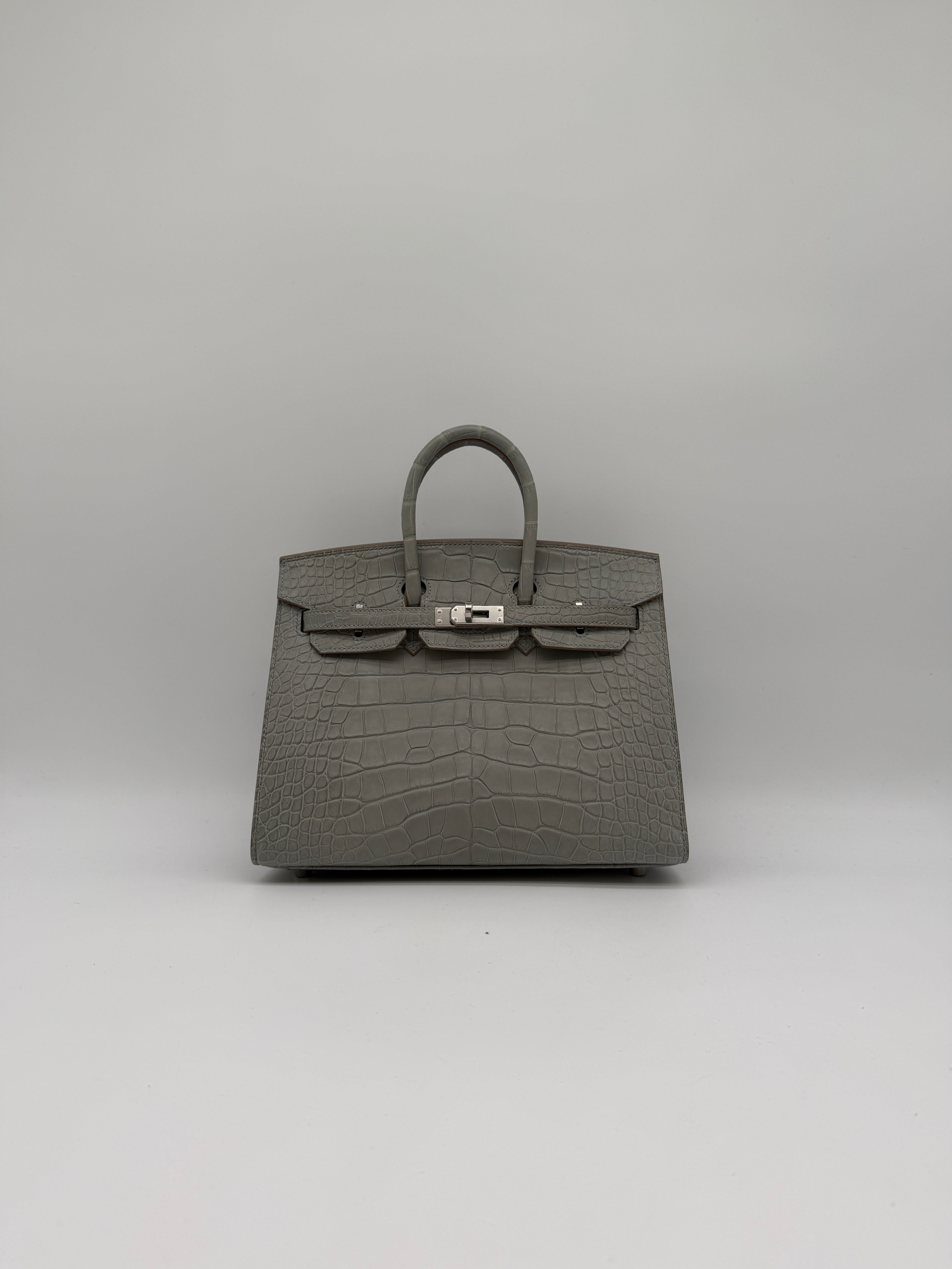 Hermès Birkin 25 Gris Perle Matt Alligator Palladium Hardware
