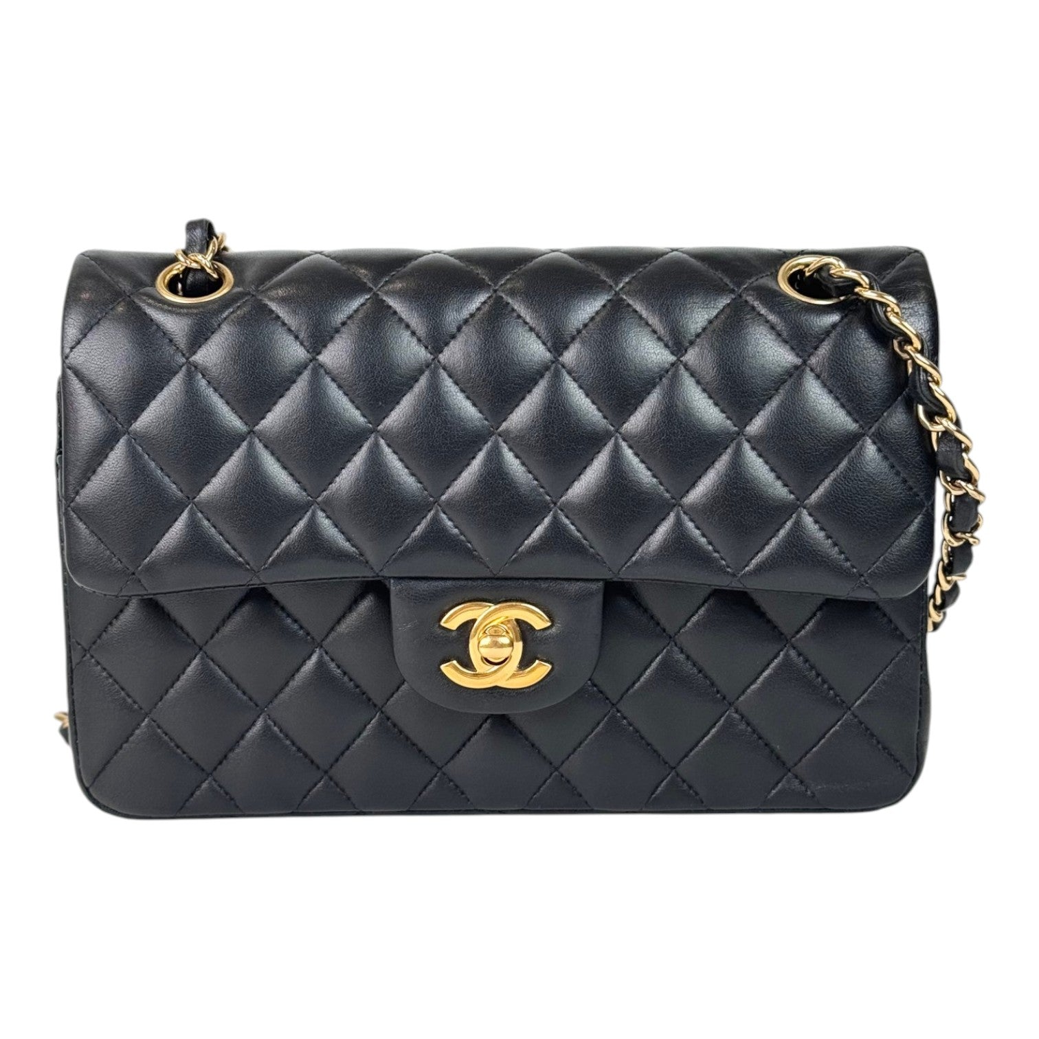 Chanel Classic Flap Small Black Gold Lambskin - Full Set