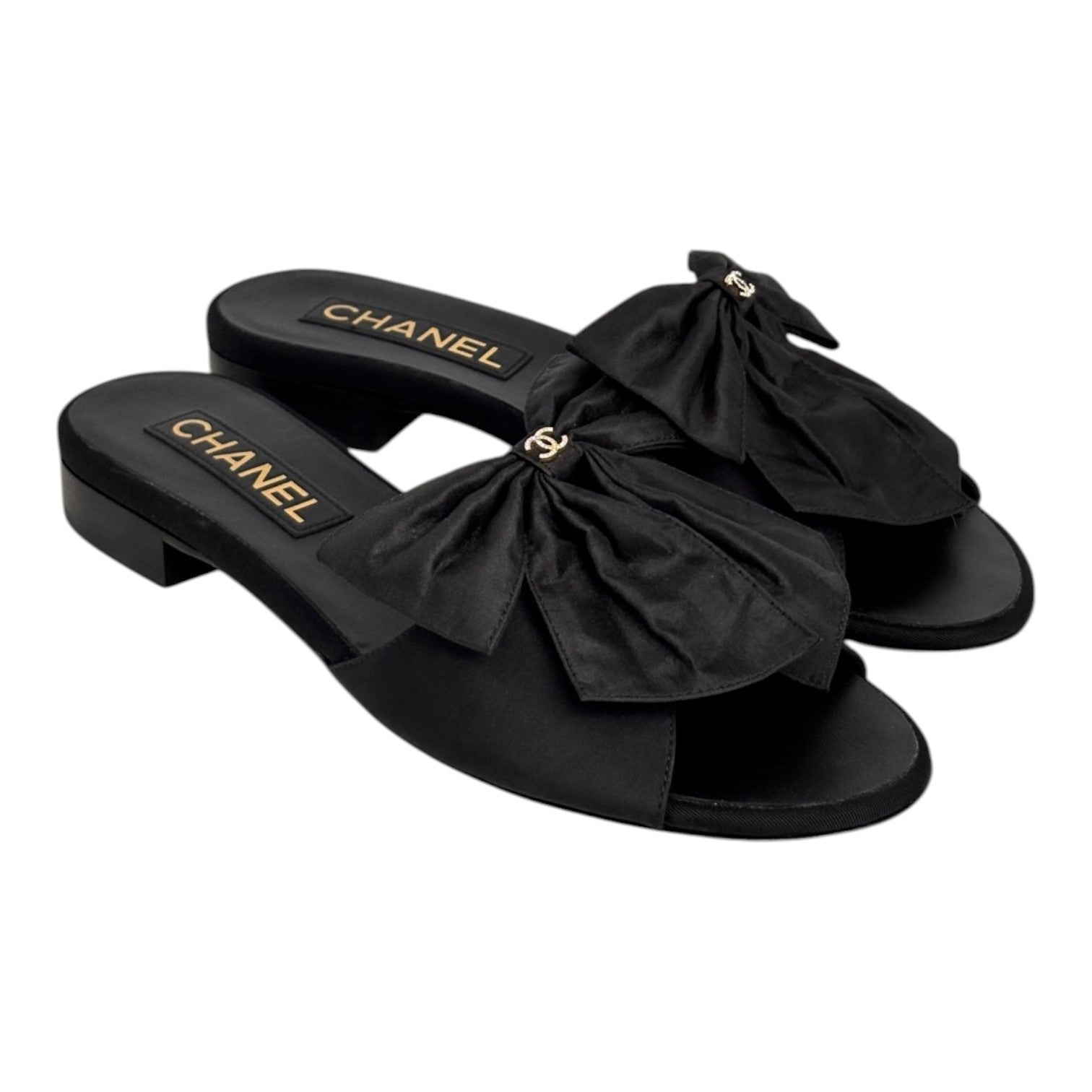 Chanel Black Bow Sandals Size 37C