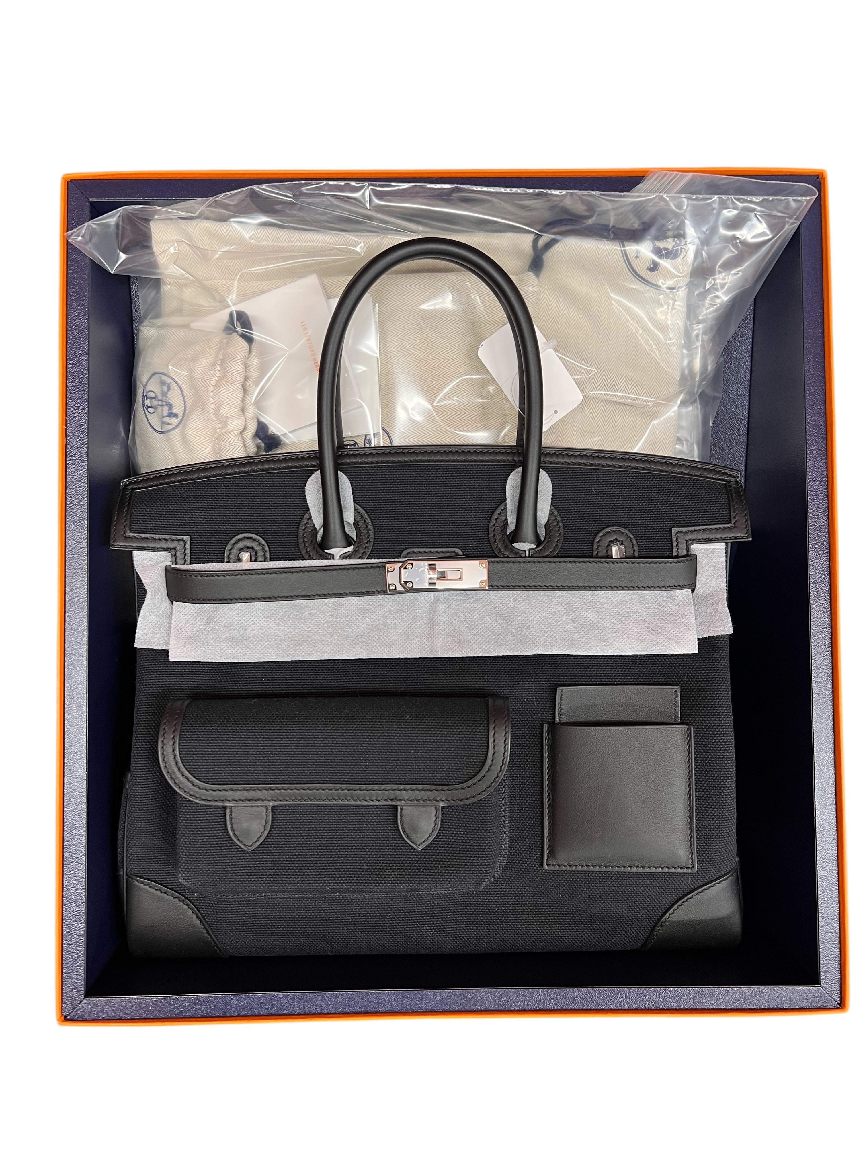 Hermes Birkin 35 Cargo Black Toile H / Swift PHW #W SKCJB-295121