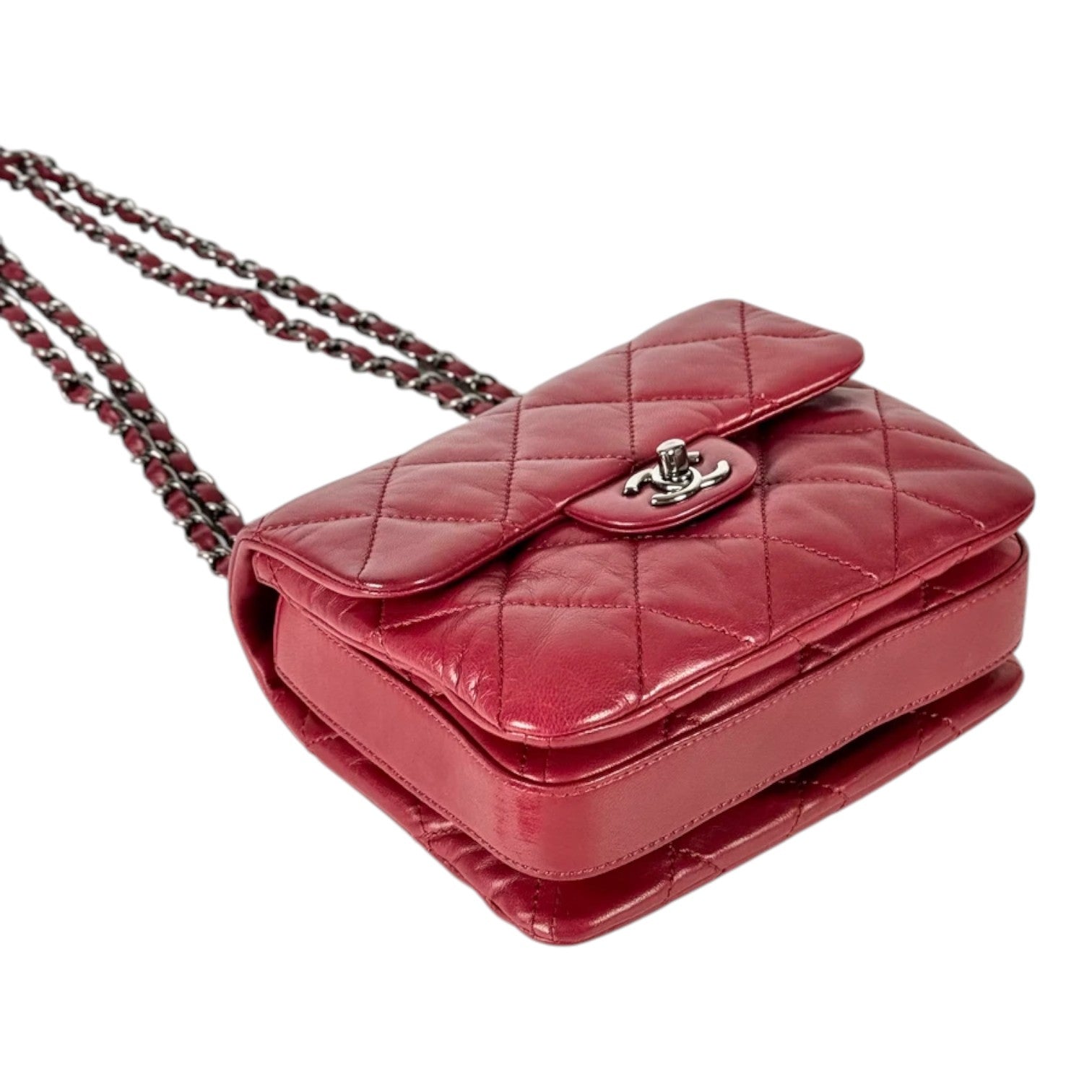 Chanel Red Square Flap Bag in Lambskin