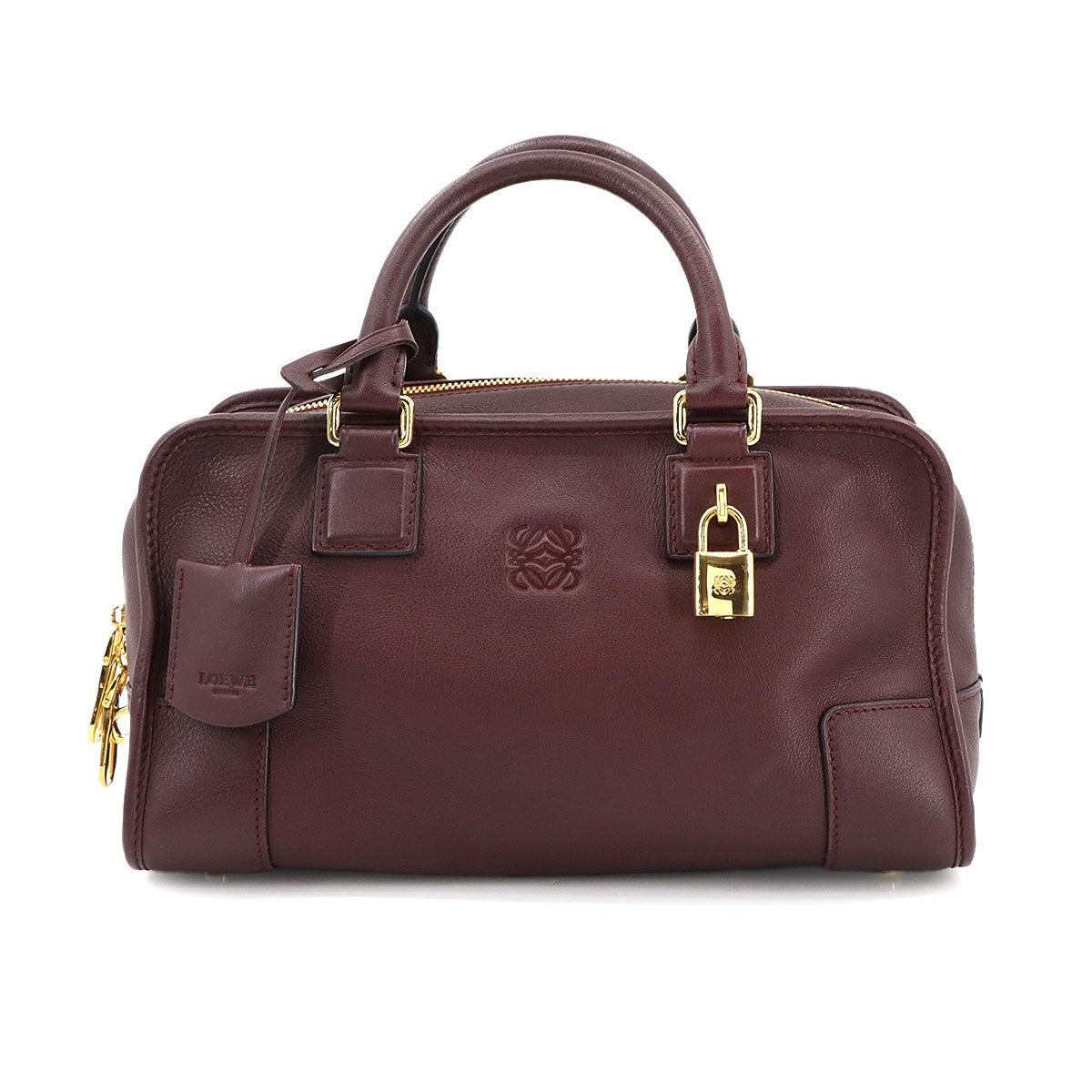 LOEWE Amazona 28 Hand Bag Leather Bordeaux Anagram Purse 902987860
