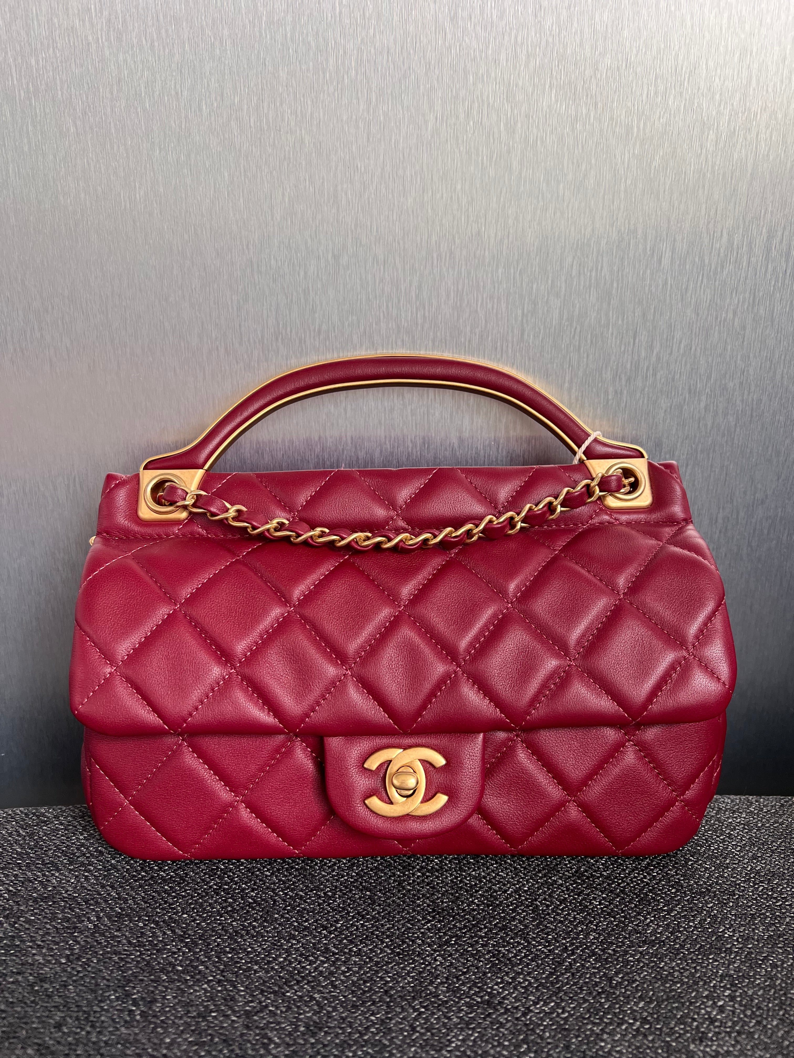Chanel Lady Handle Burgundy Red GHW