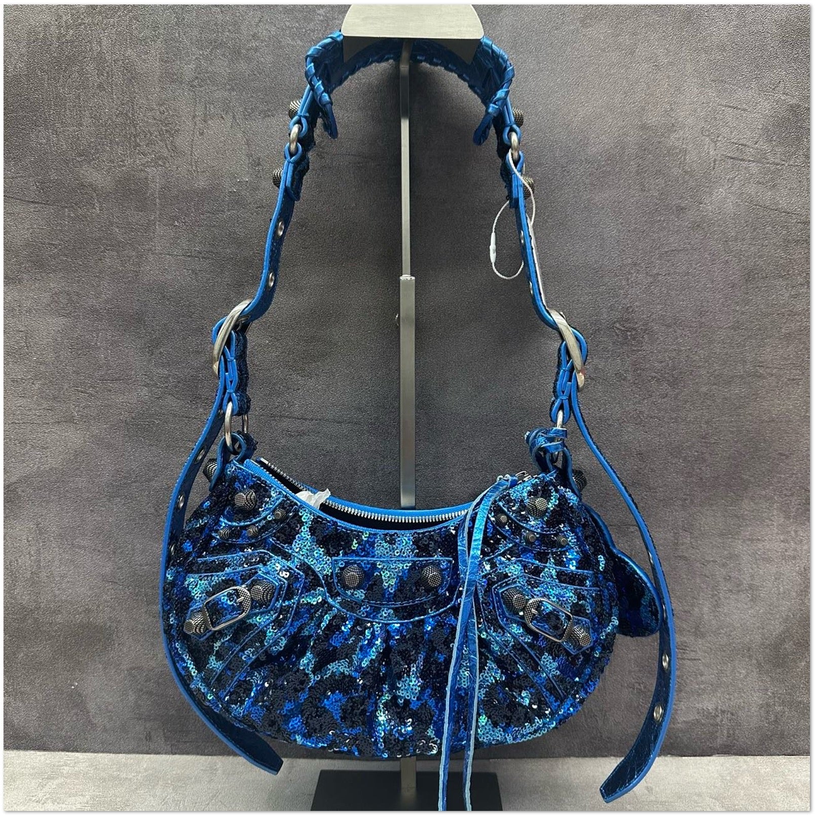 Balenciaga Blue Sequin Embellished Le Cagole Shoulder Bag C19498434221