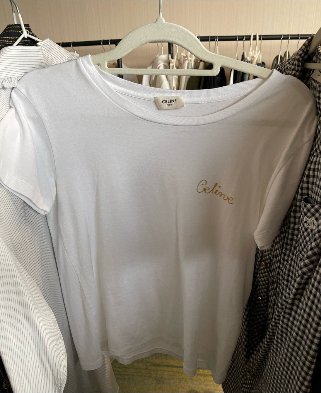 Celine logo embroidered short-sleeved shirt, size XS LZ0430VG997