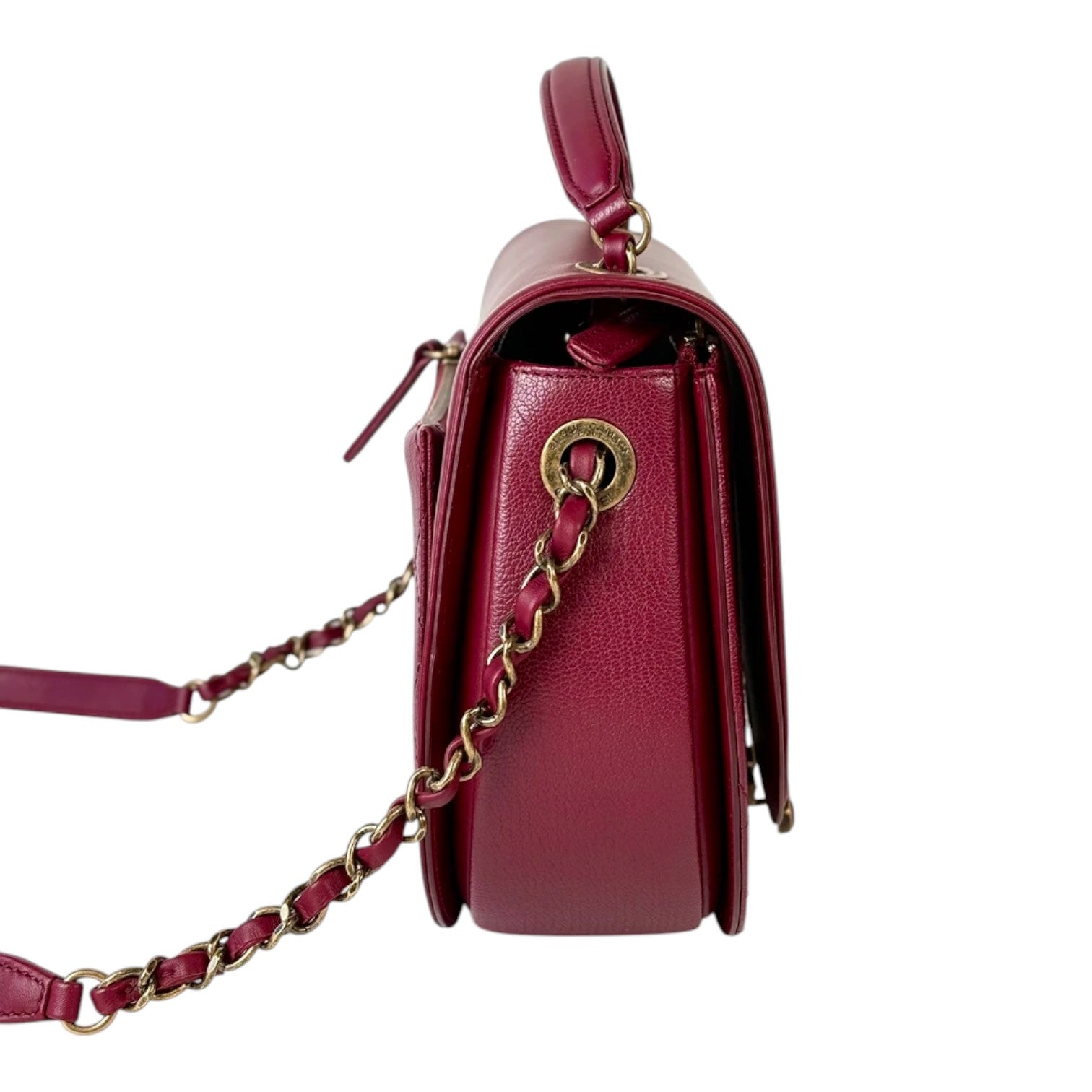 Chanel Burgundy CoCo Curve Top Handle with Chain Strap Bag