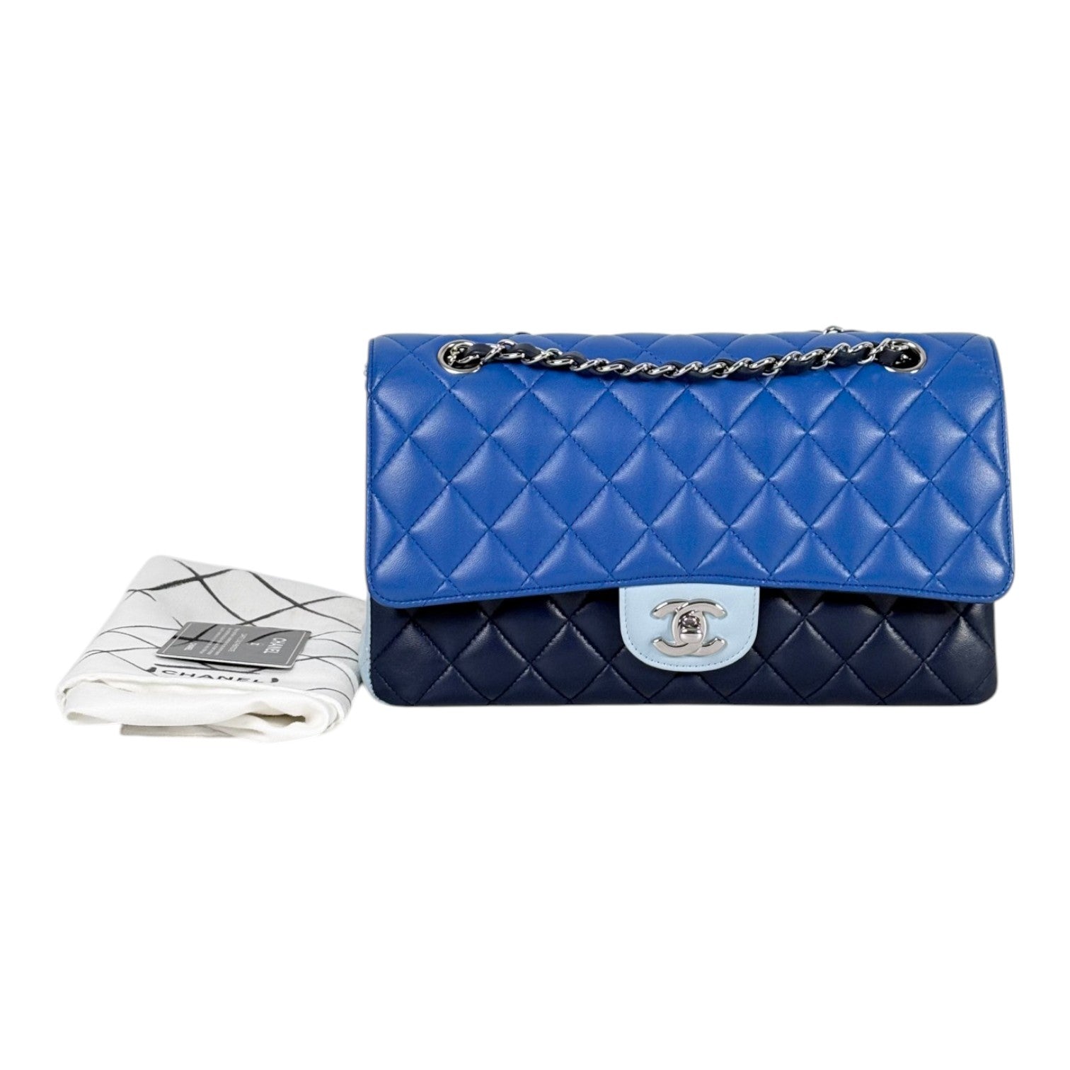 Chanel Tri-Blue Classic Flap Medium Bag in Lambskin