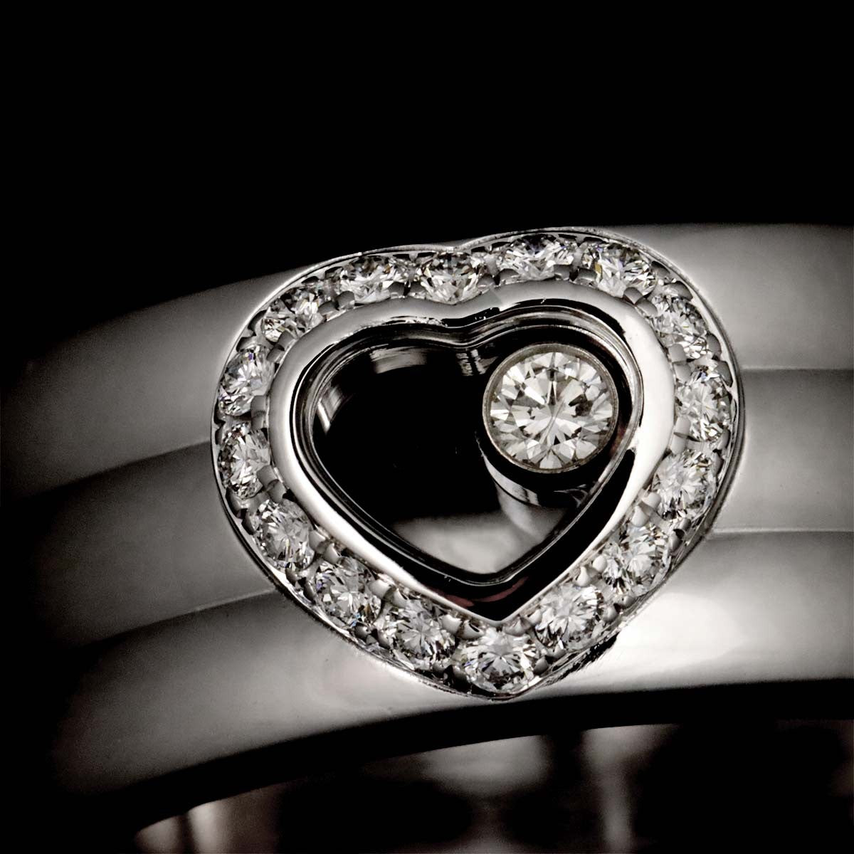Chopard Happy Diamond Heart Ring 18K White Gold 750 Size6.25-6.5(US) 902956024
