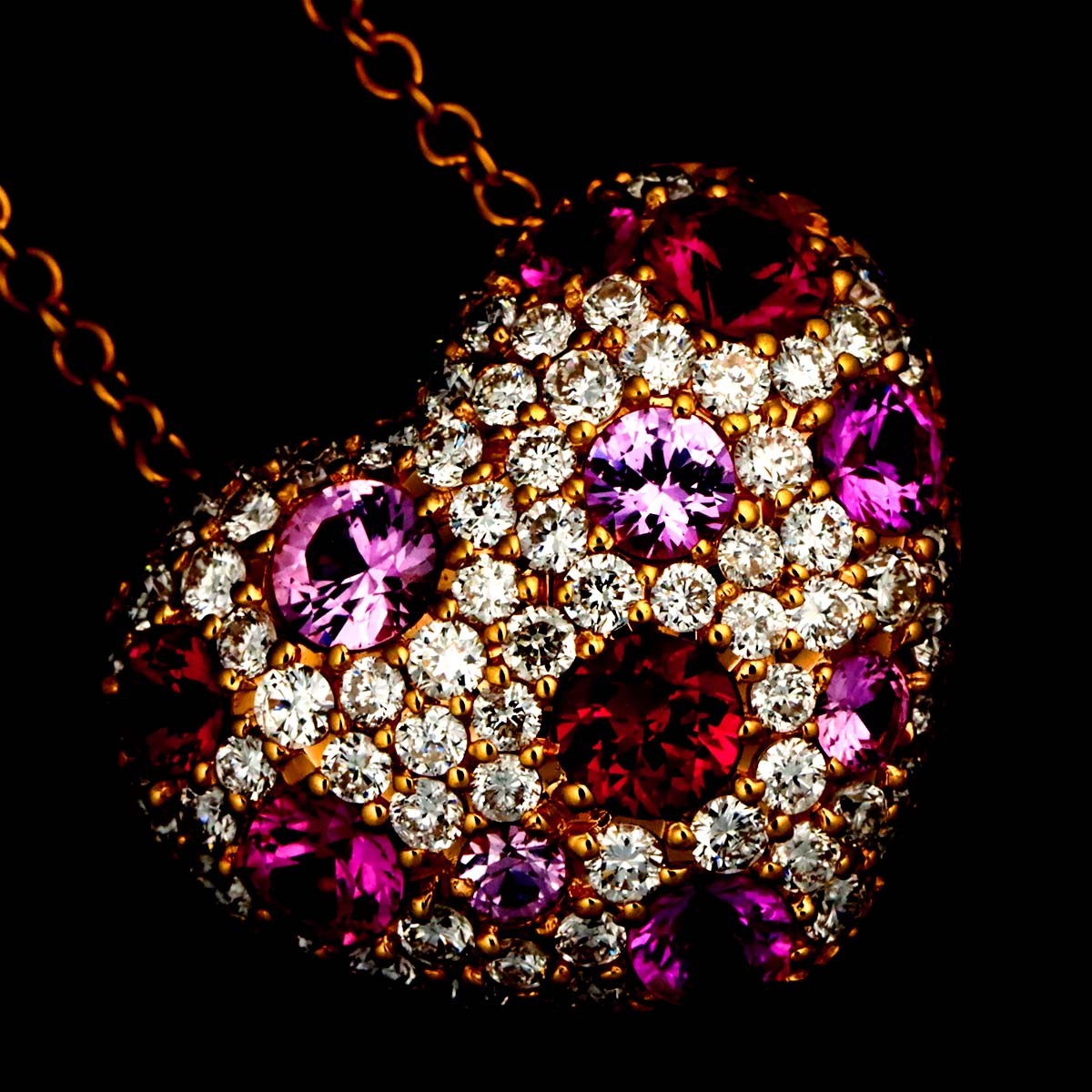 Ponte Vecchio PinkSapphire 1.19ct Diamond 0.74ct Necklace 18K PG 750 902997735