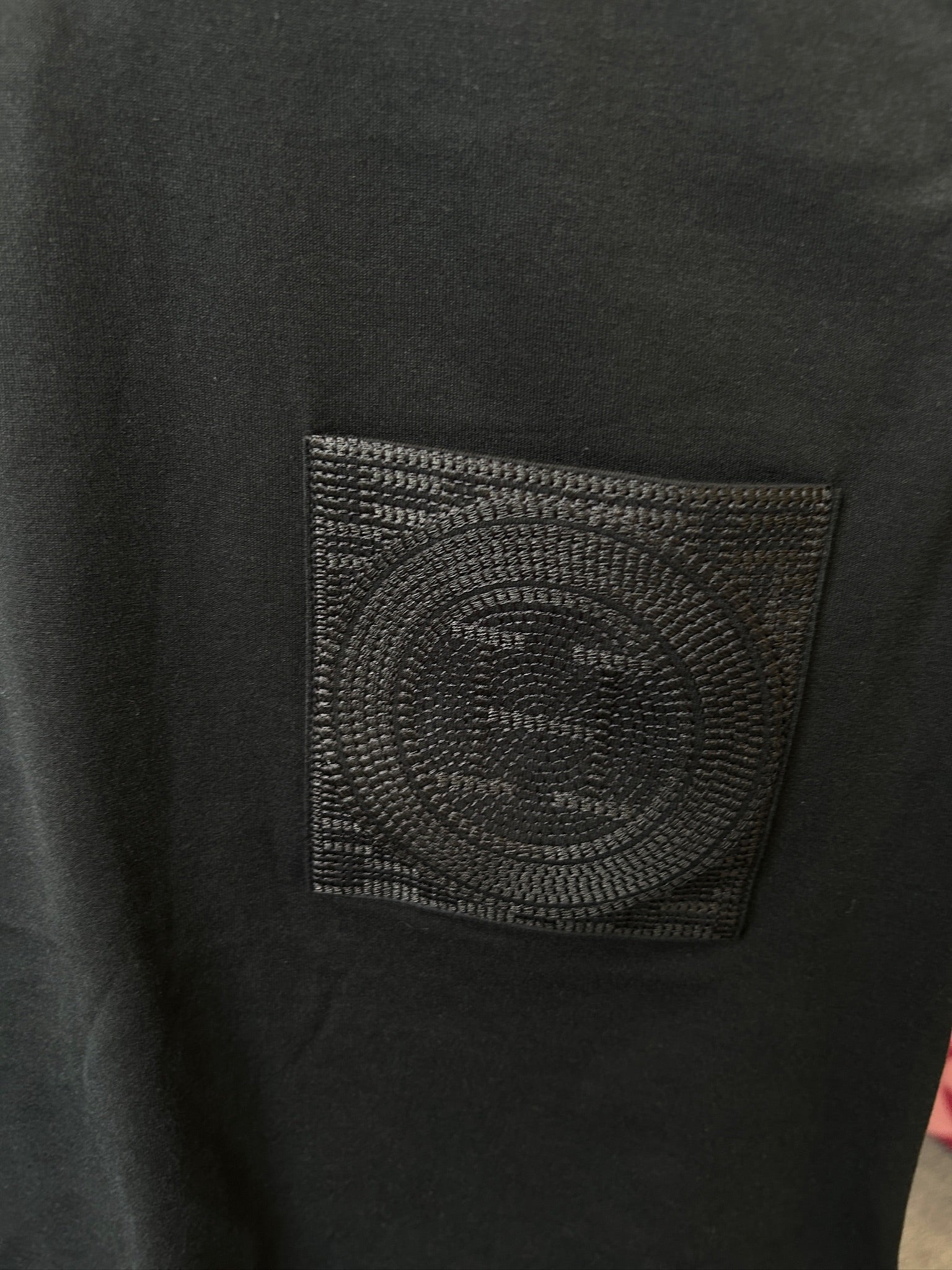 Size 38- Hermès Black Mosaique Embroidered pocket t-shirt