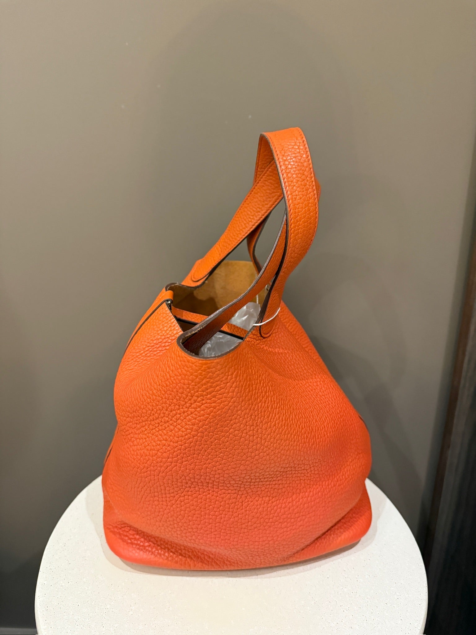 Hermès Picotin Lock 22 in orange Clemence leather with palladium hardware