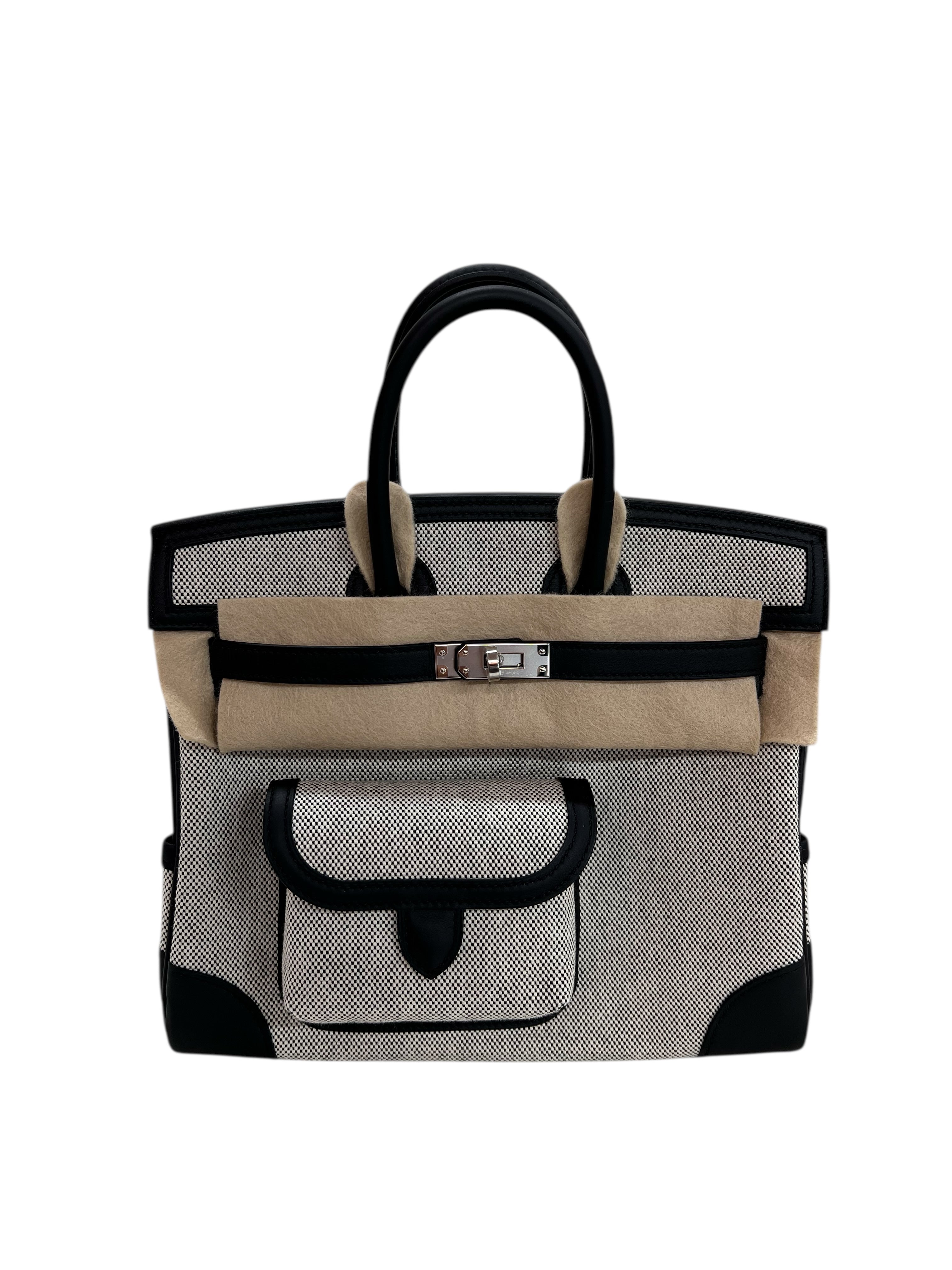 Hermes Birkin 25 cargo Black Swift/Toile goelan PHW #K SKCJB-294145