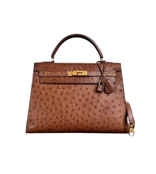 *Hermes Vintage Kelly 32 Sellier Marron Ostrich GHW SYCYB1085
