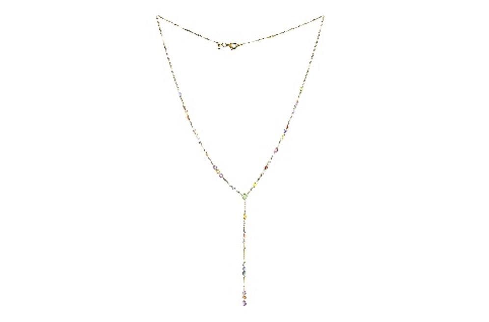 4.39CT MULTI SAPPHIRE PEAR 3 DRILL NECKLACE C12742