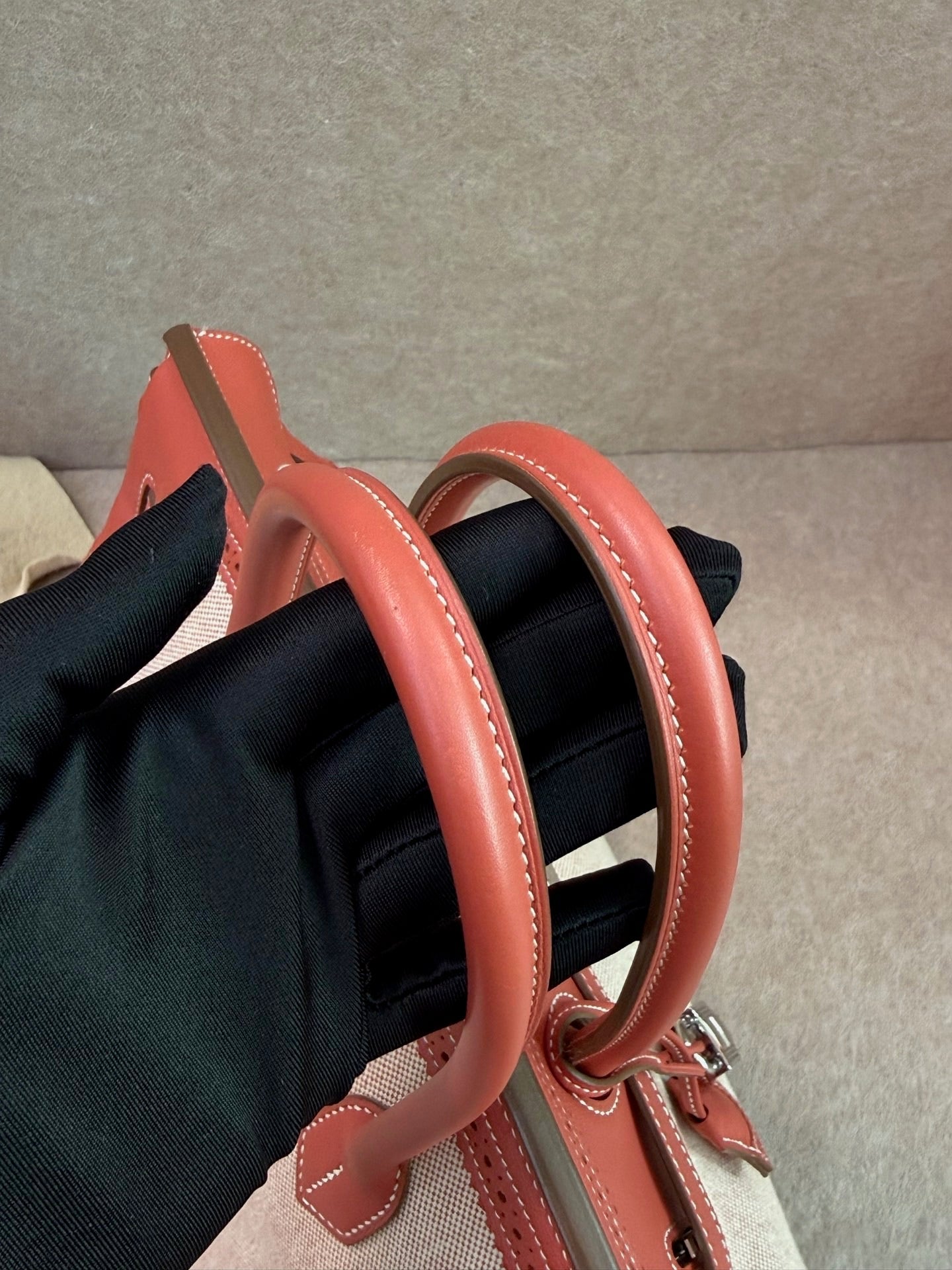 Hermès Birkin 35 Ghillies Sanguine Toile Canvas & Swift Leather Palladium Hardware