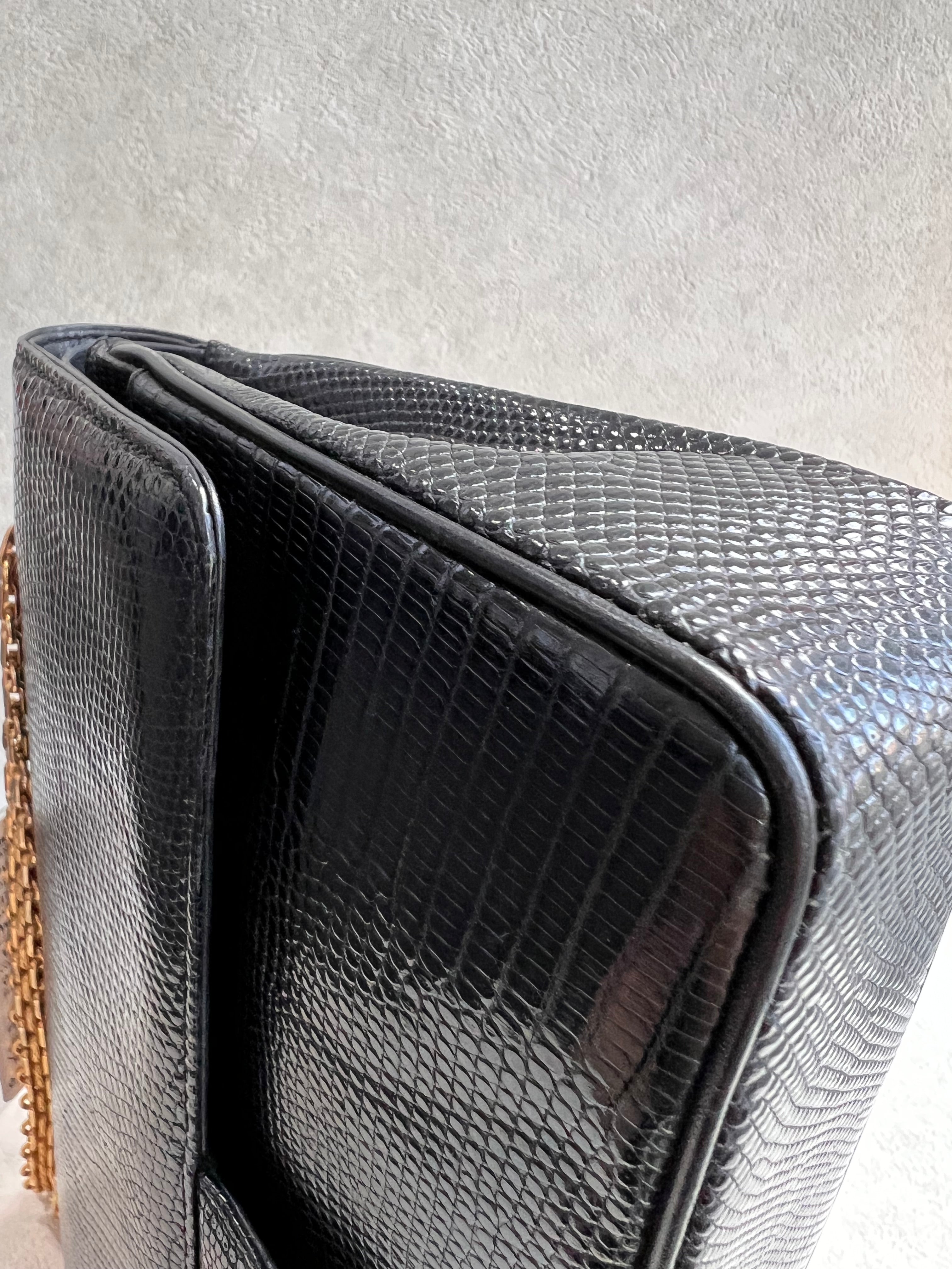 Chanel Classic Medium Double Flap Lizard Black GHW SYCYB1139