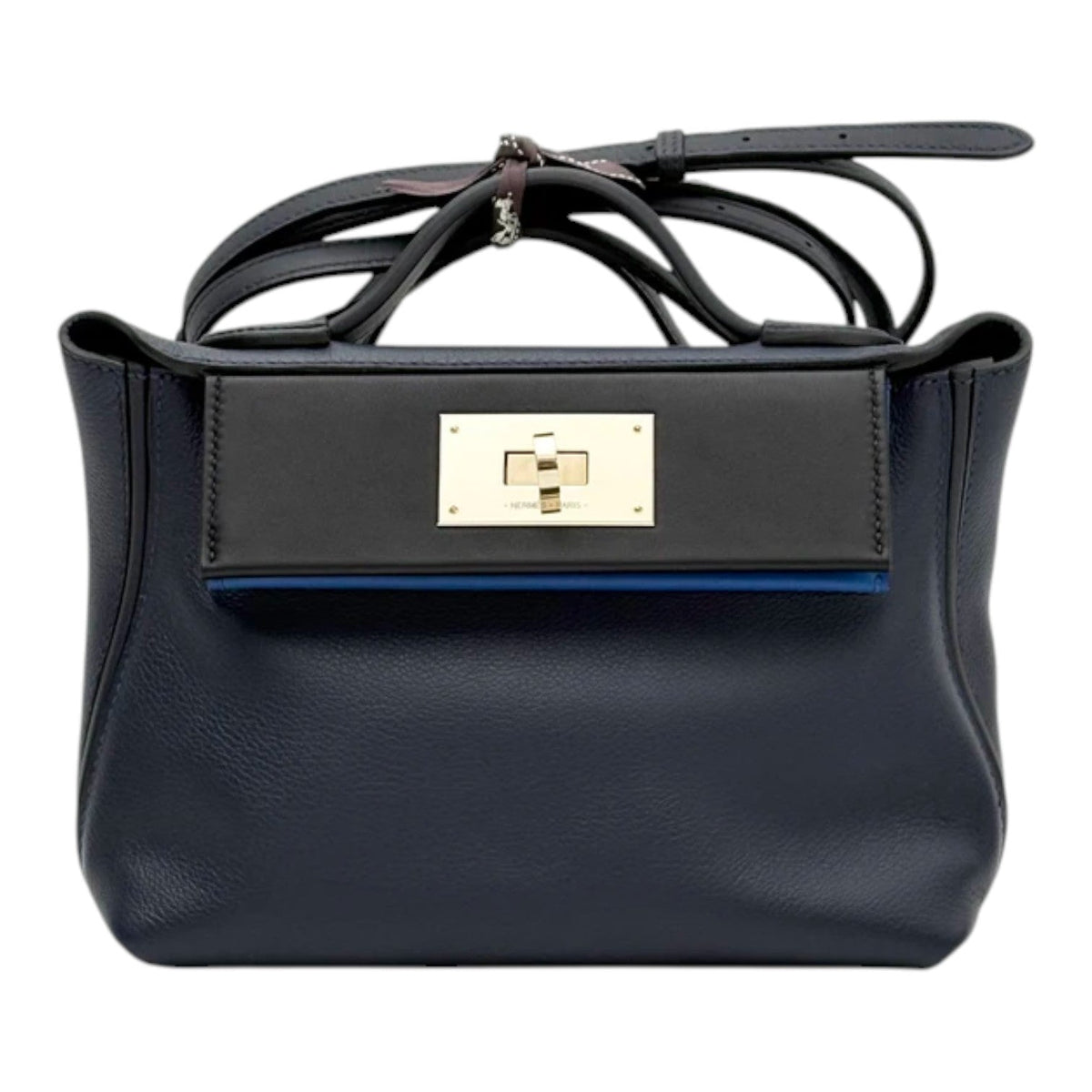 Hermes 2424 Mini Blue Bag in Evercolor with PHW