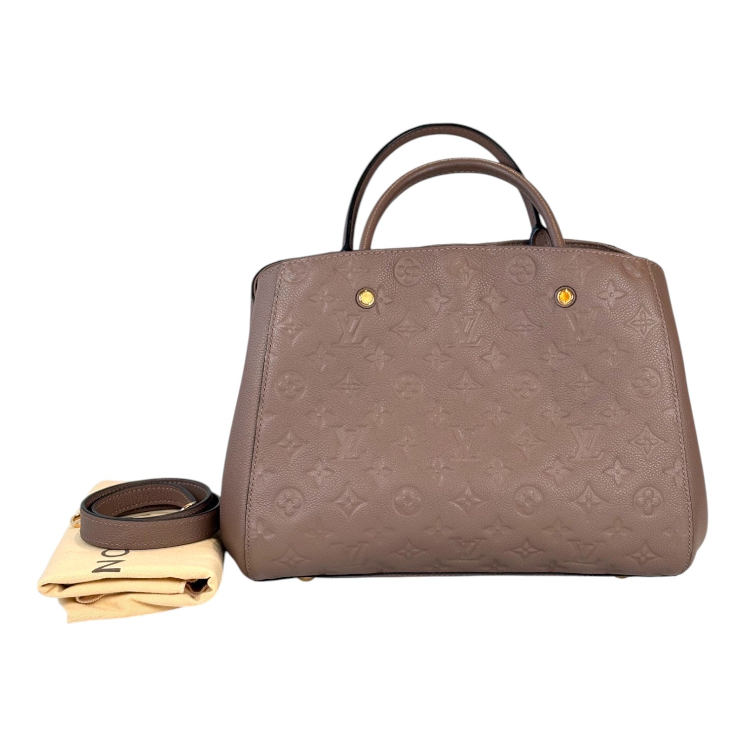 Louis Vuitton Montaigne MM Monogram Empreinte Dark Beige Bag