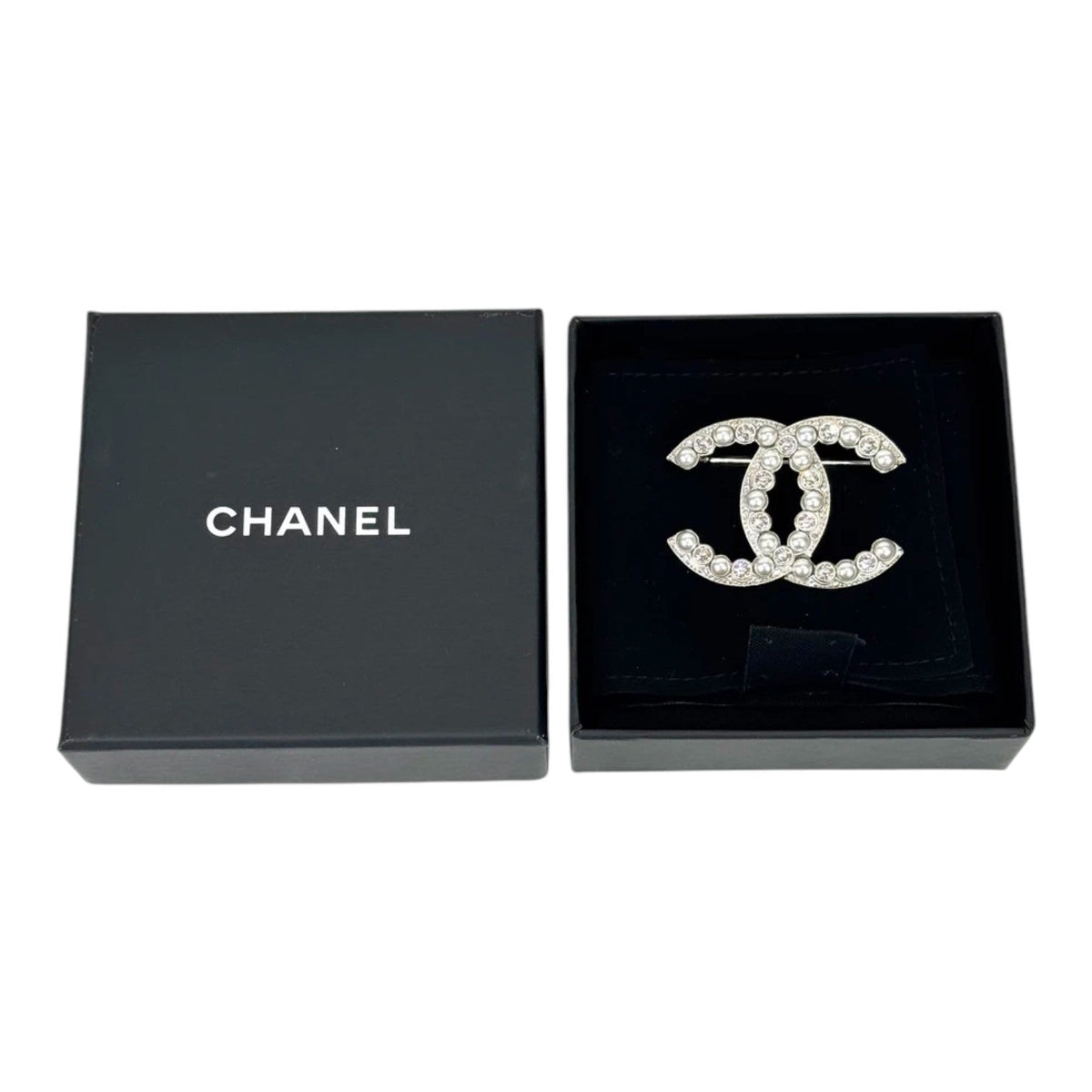 Chanel 22P Double C Pear Crystal Brooch - in box