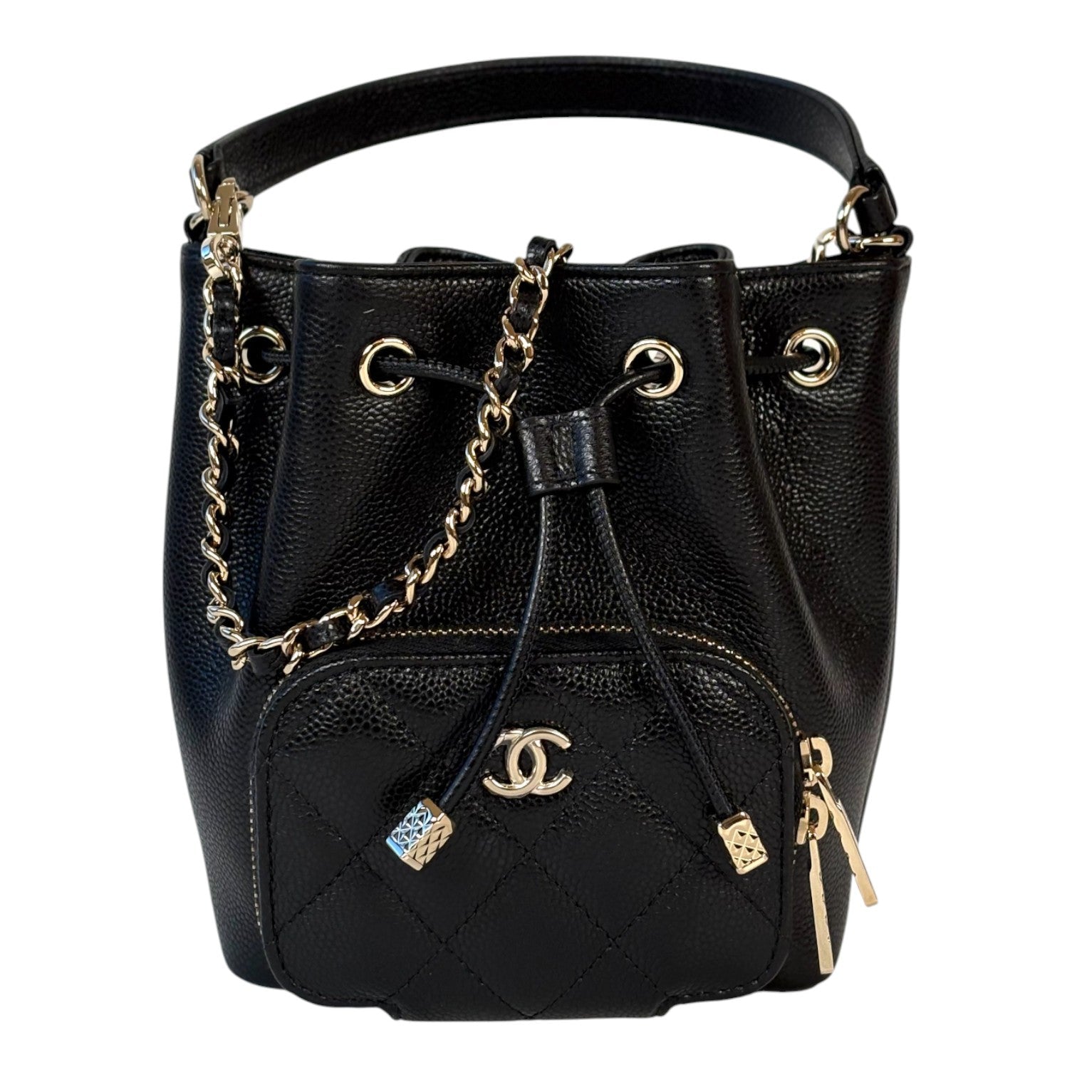 Chanel Black Caviar Nano Bucket Bag
