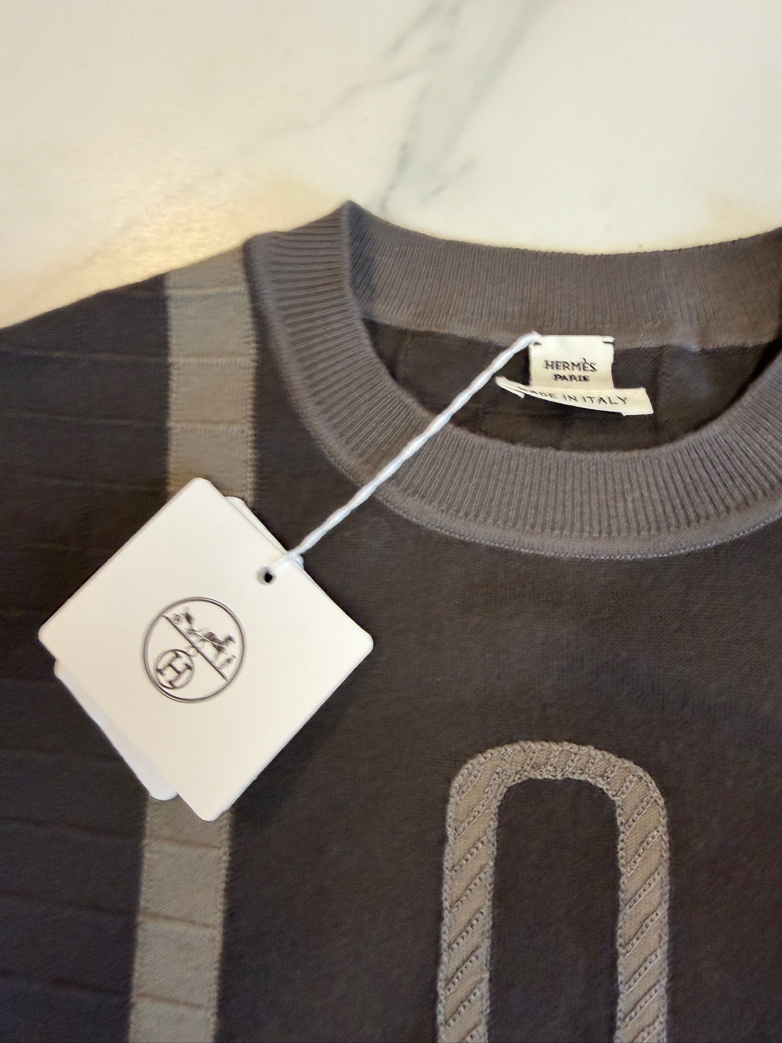 FR36 - Hermès Coaching Short Sleeve Sweater - Marron Fusain