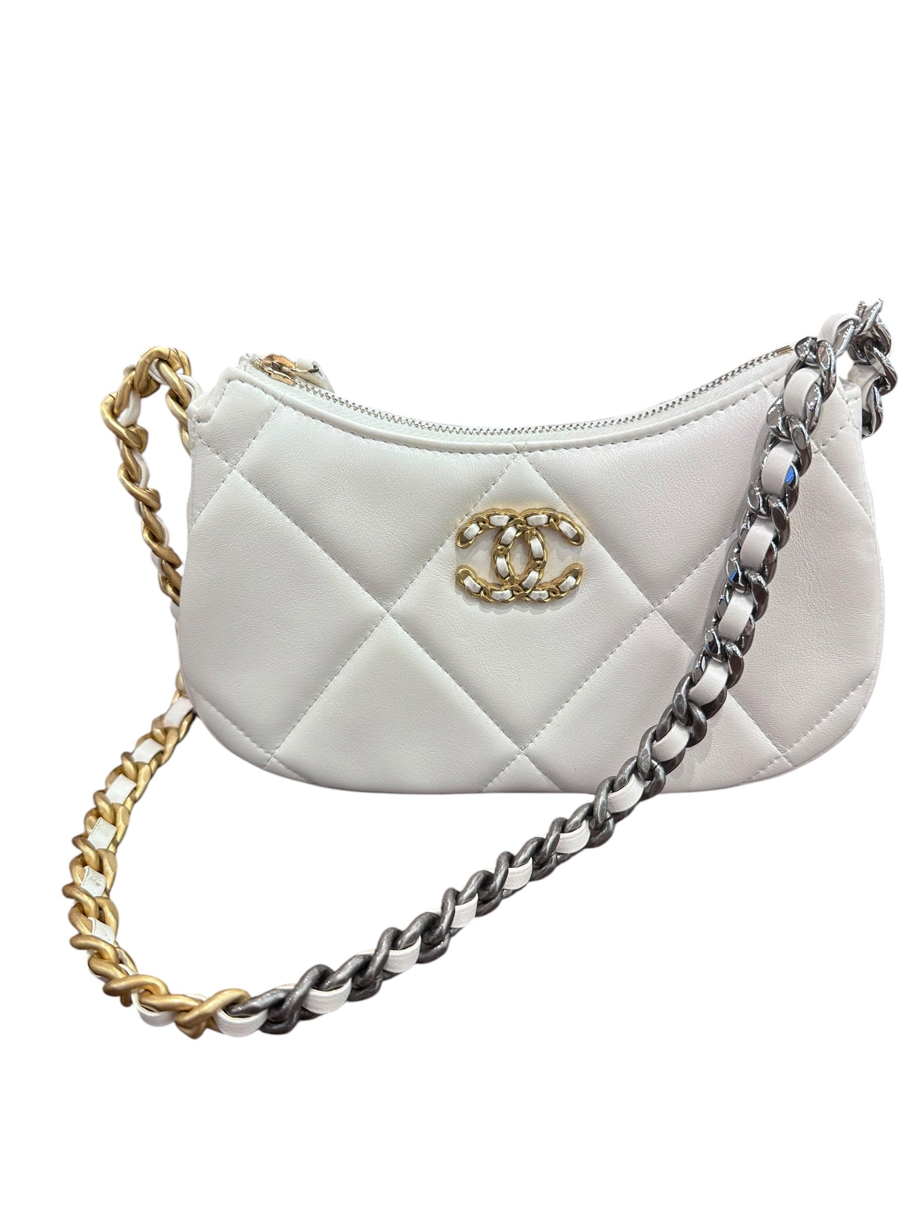 Chanel 19 White Hobo Bag