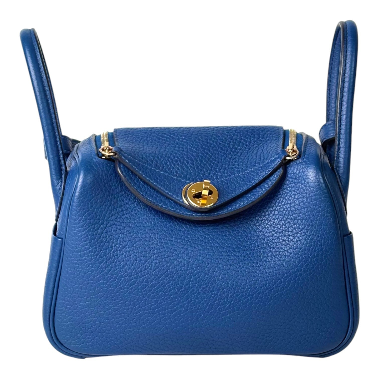 Hermes Lindy Mini Blue Bag in Clemence
