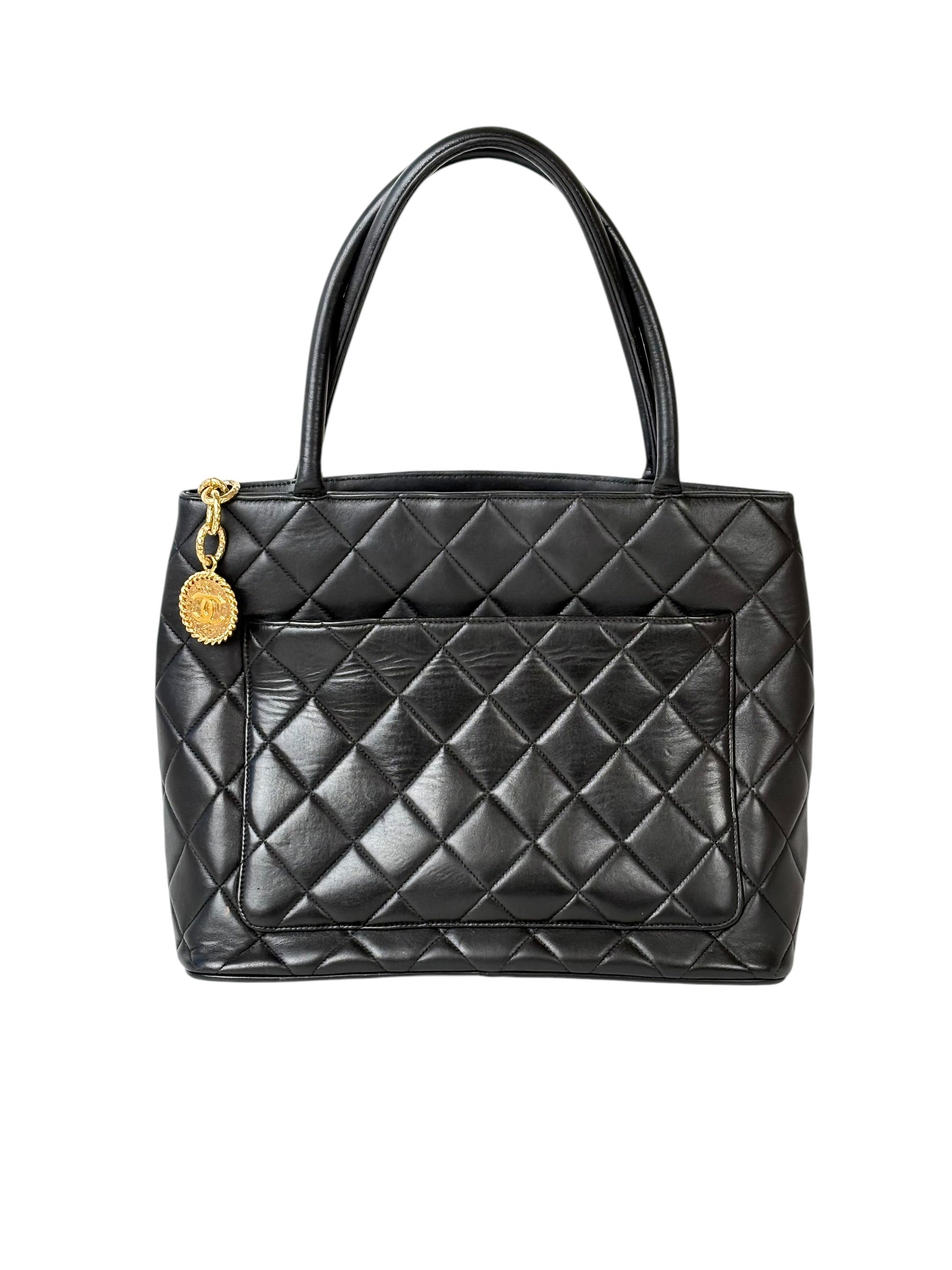 Chanel Vintage Black Zip Tote Bag
