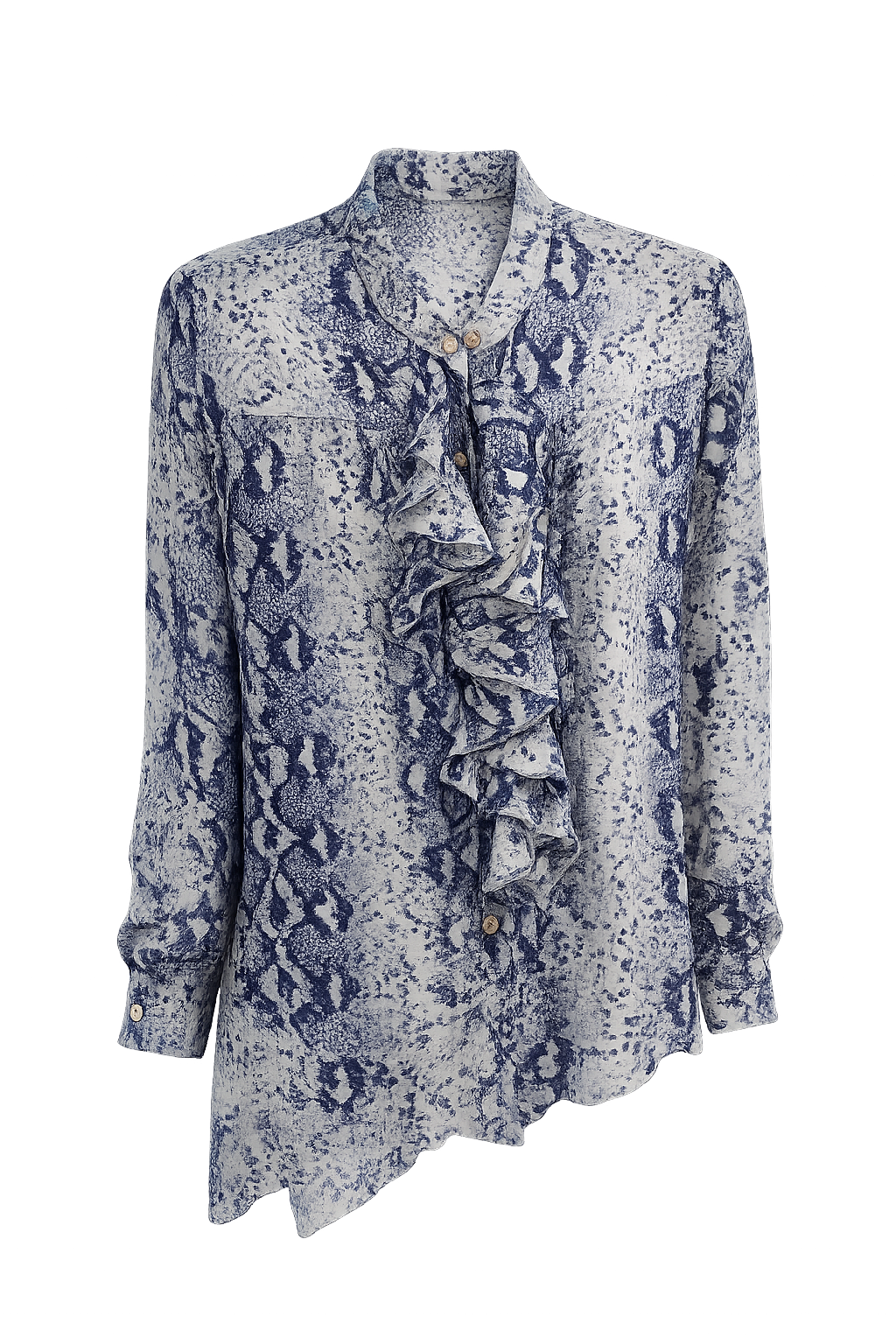 MINI DRESS FRILLS BUTTONS SNAKE COTTON BLUE MCL12238