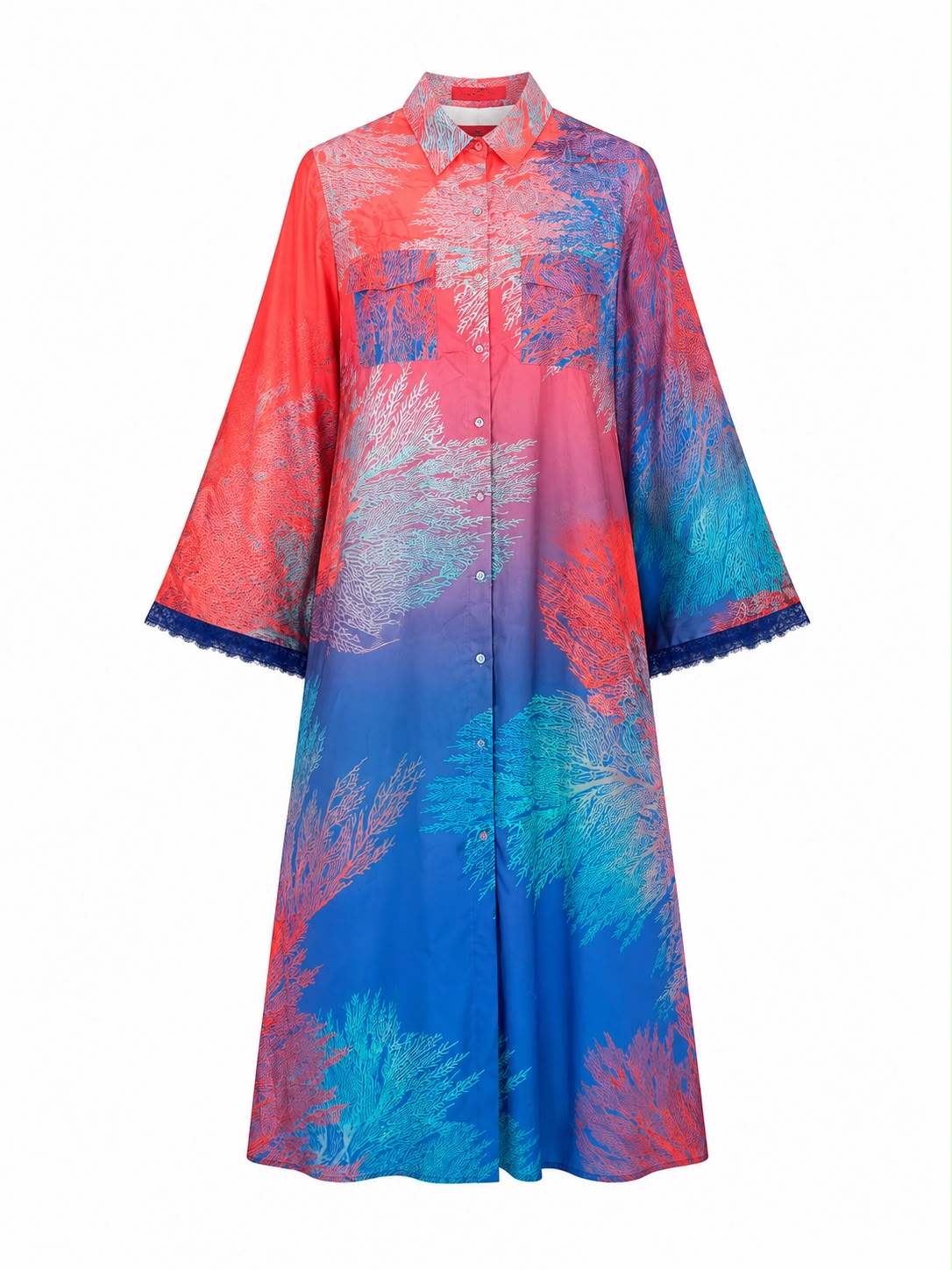 DRESS MARNIE LACE CORAL REEF BLUE RED MCL13128
