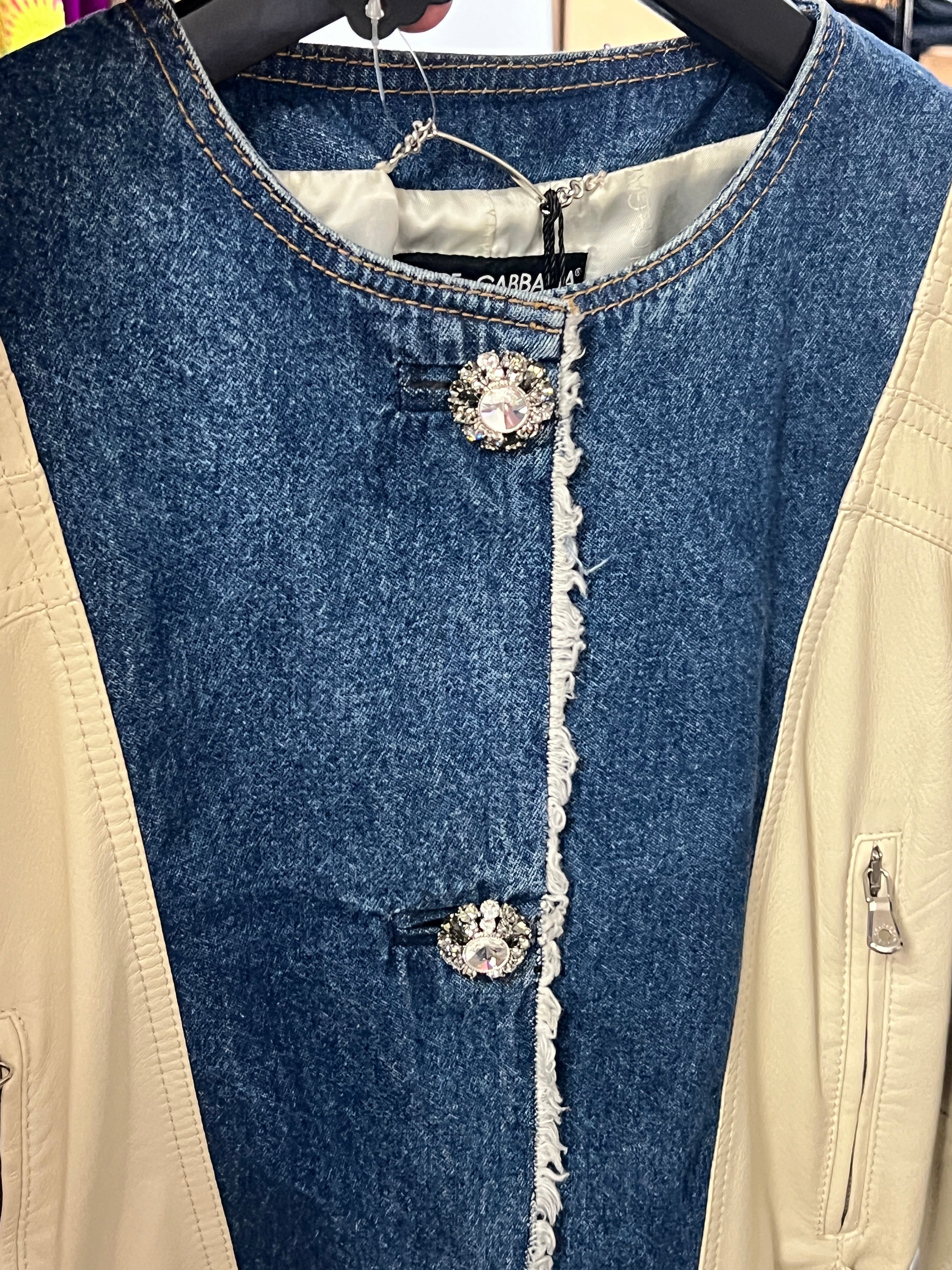 Dolce Gabanna leather and denim jacket AKC1495