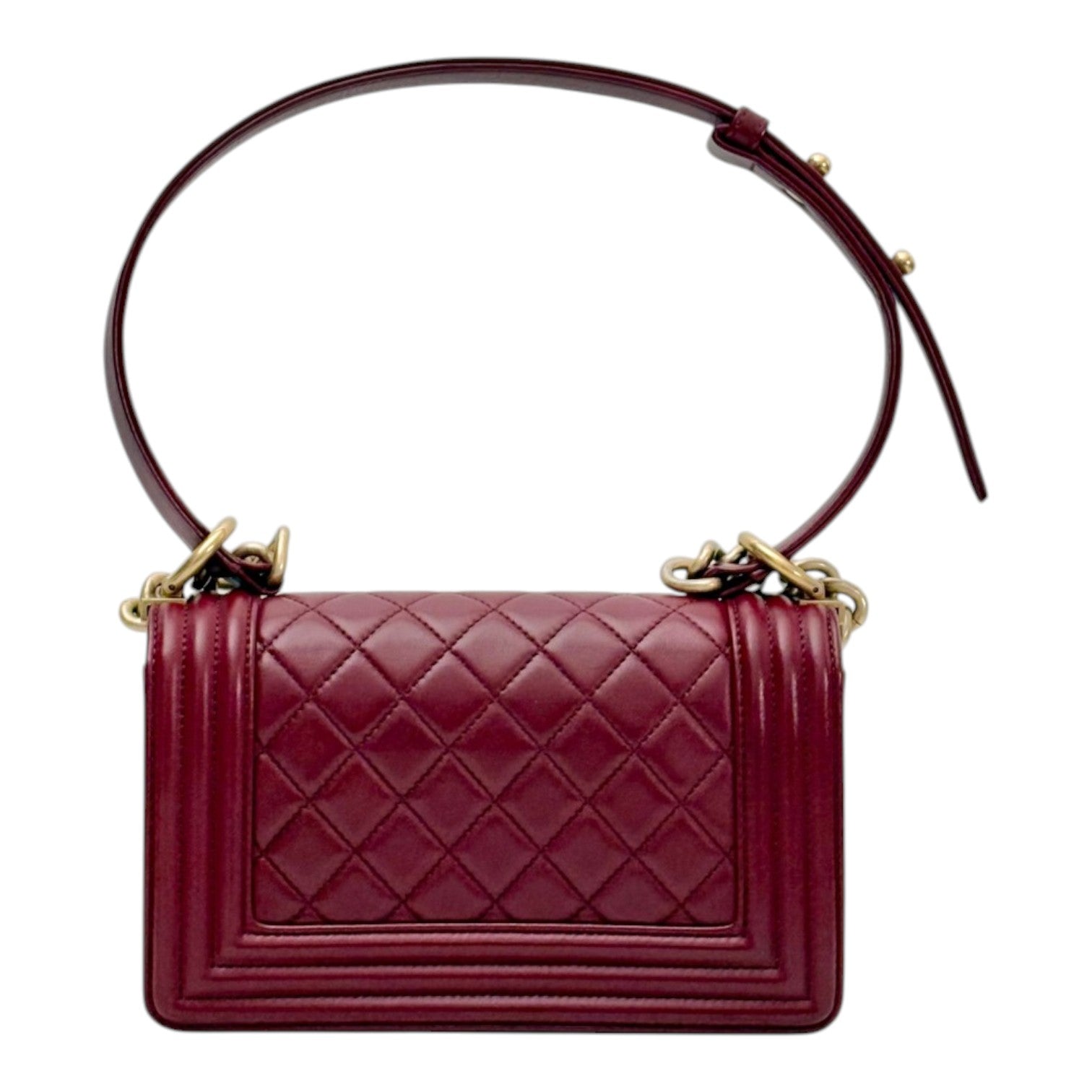 Chanel Small LeBoy in Burgundy Lambskin with Gold hardware