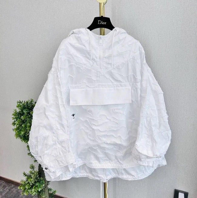 Dior white fringed distressed windbreaker, size S SYCC2075
